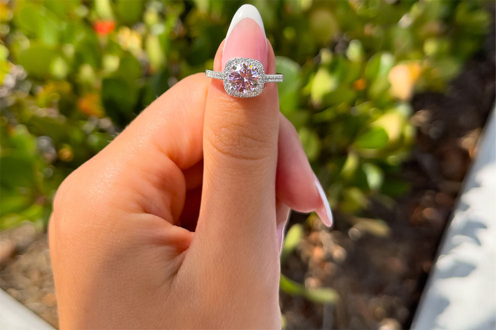 cushion cut gem ring