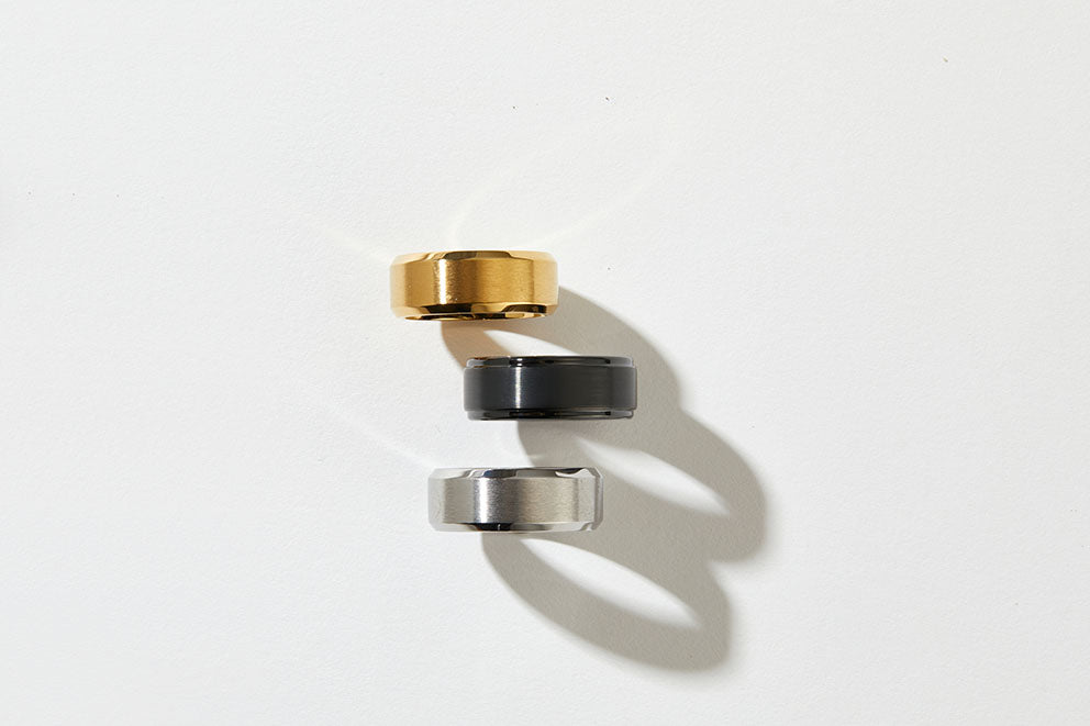 trio of wedding bands isolated