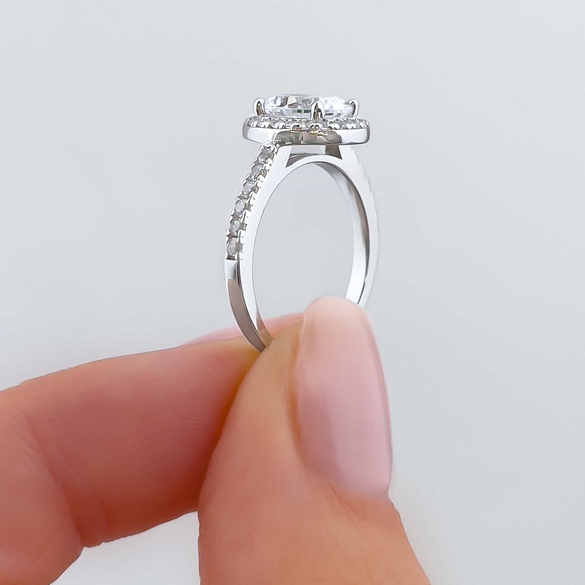 stunning silver halo setting shot