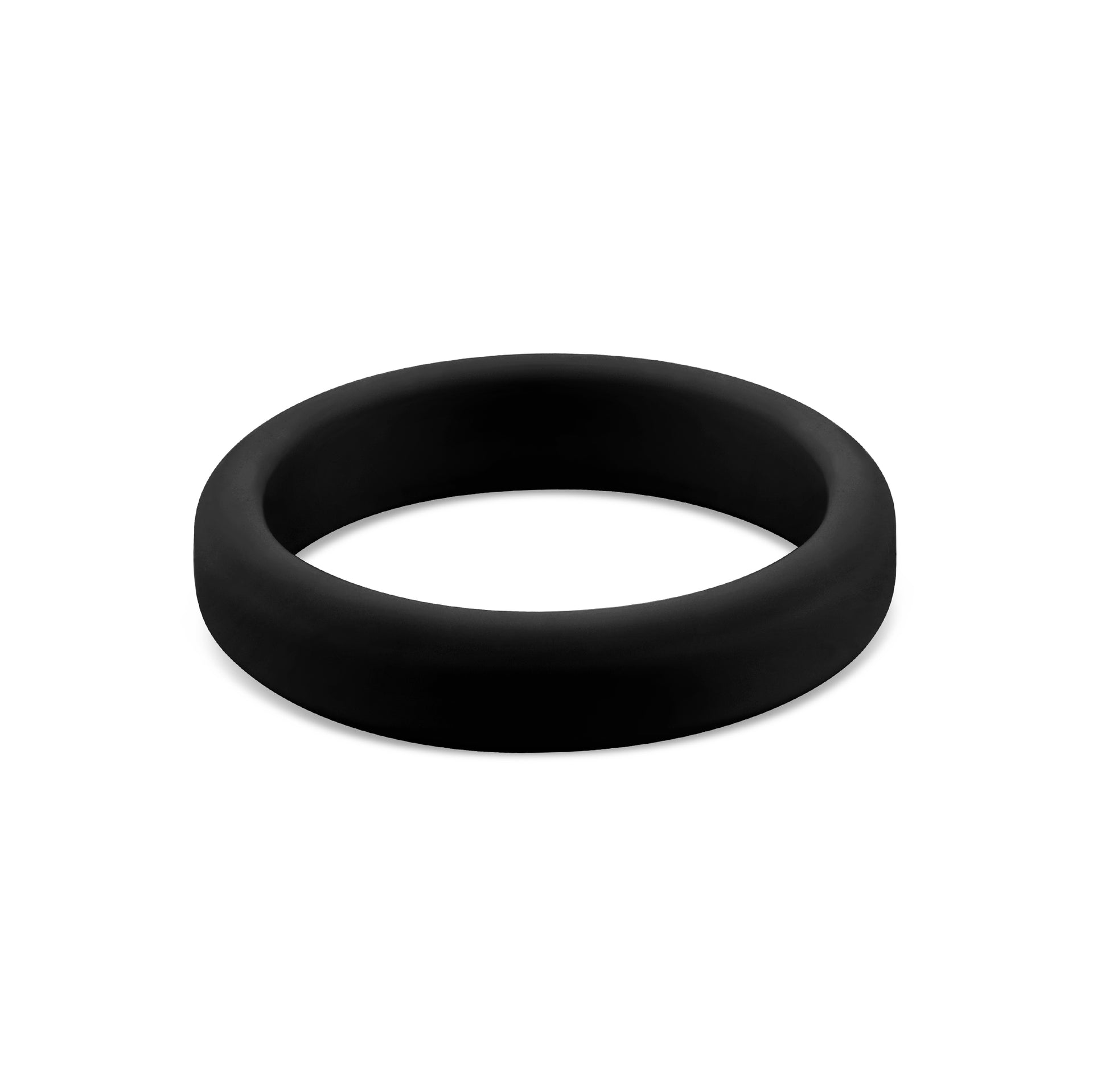 black unisex silicone band on white background