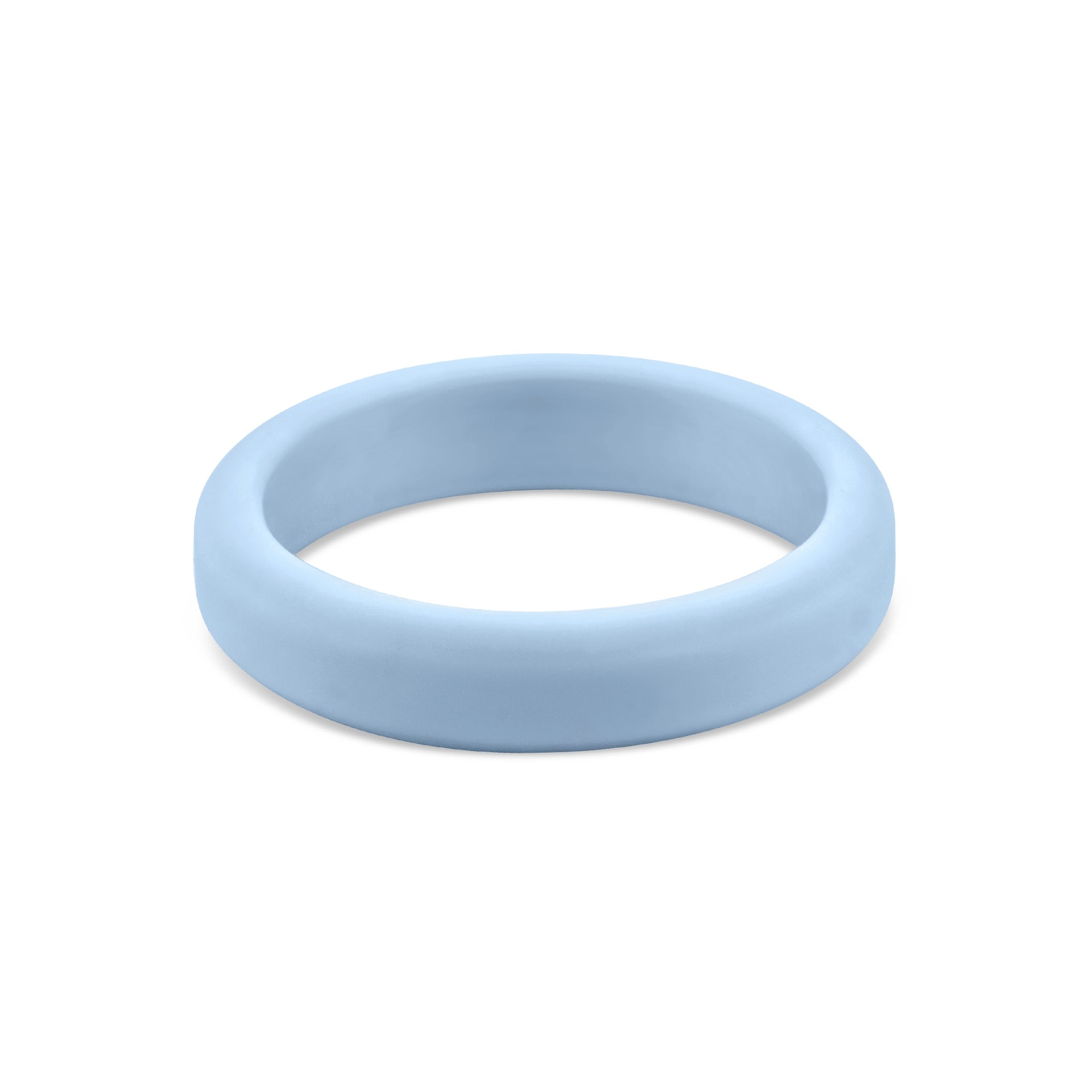slim sky blue unisex silicone band shown on white background
