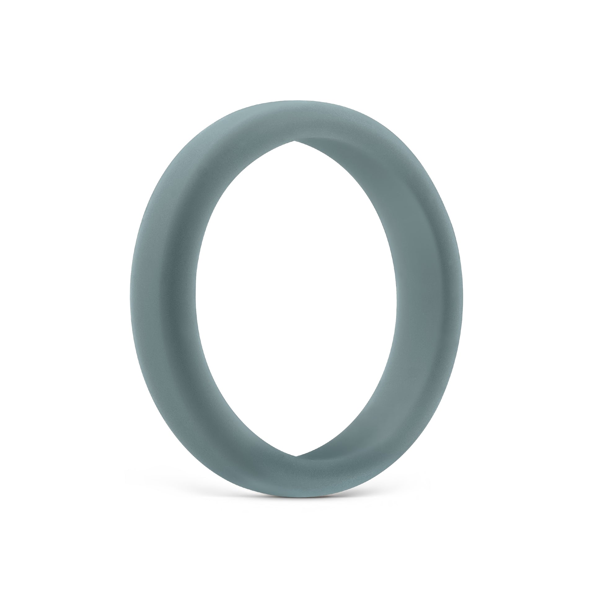 dark grey slim silicone unisex wedding band shown on white background