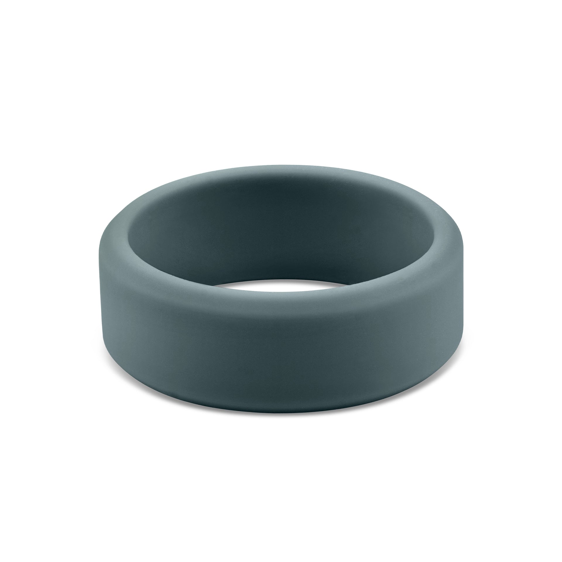 dark gray simple silicone wedding band shown on white background