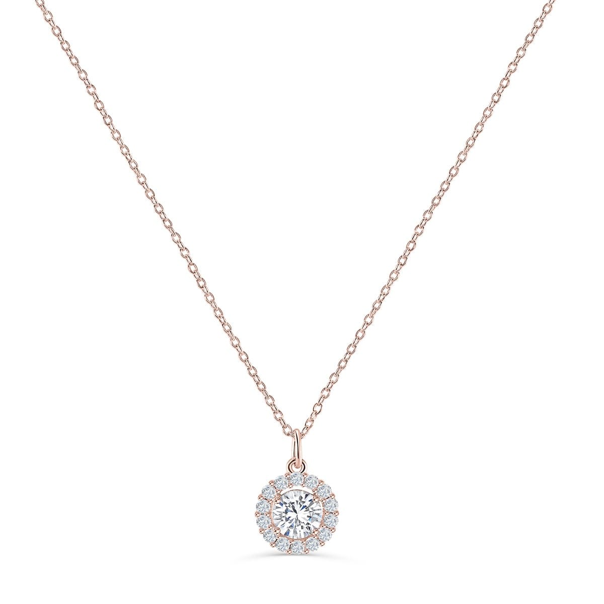the lily rose gold necklace with round cut stone