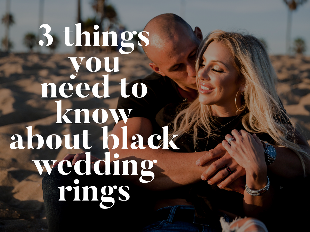 Black wedding rings featured in a graphic about three things to know.