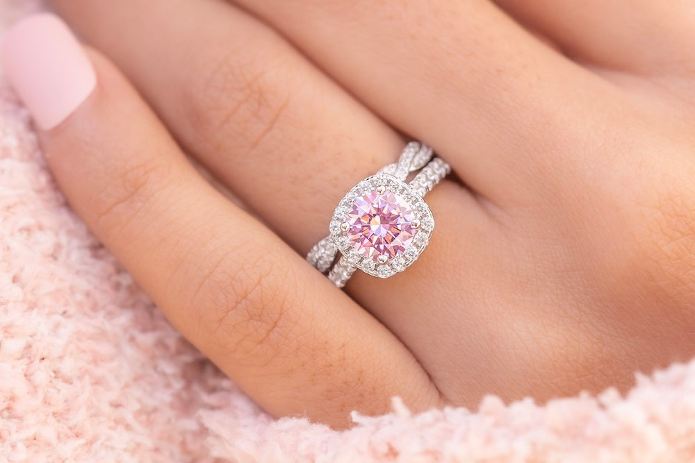 Pink sapphire engagement ring