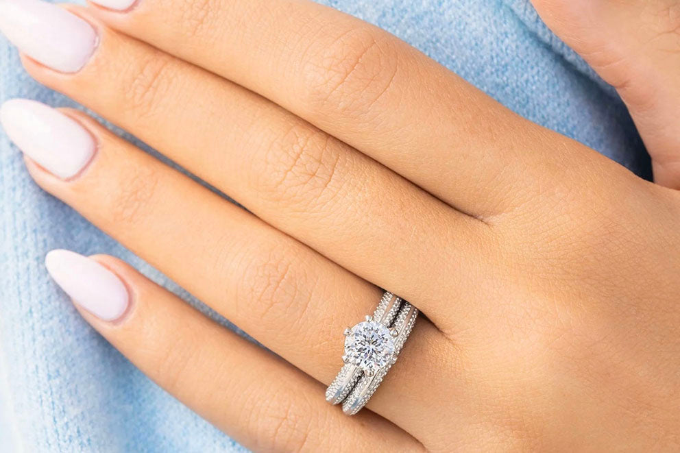 closeup wedding ring on hand