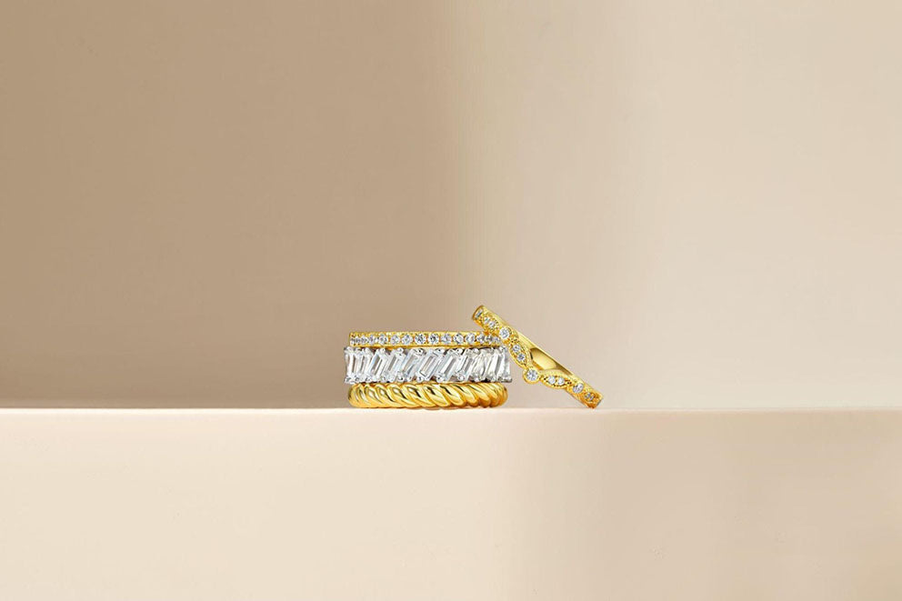 isolated stacked gold rings