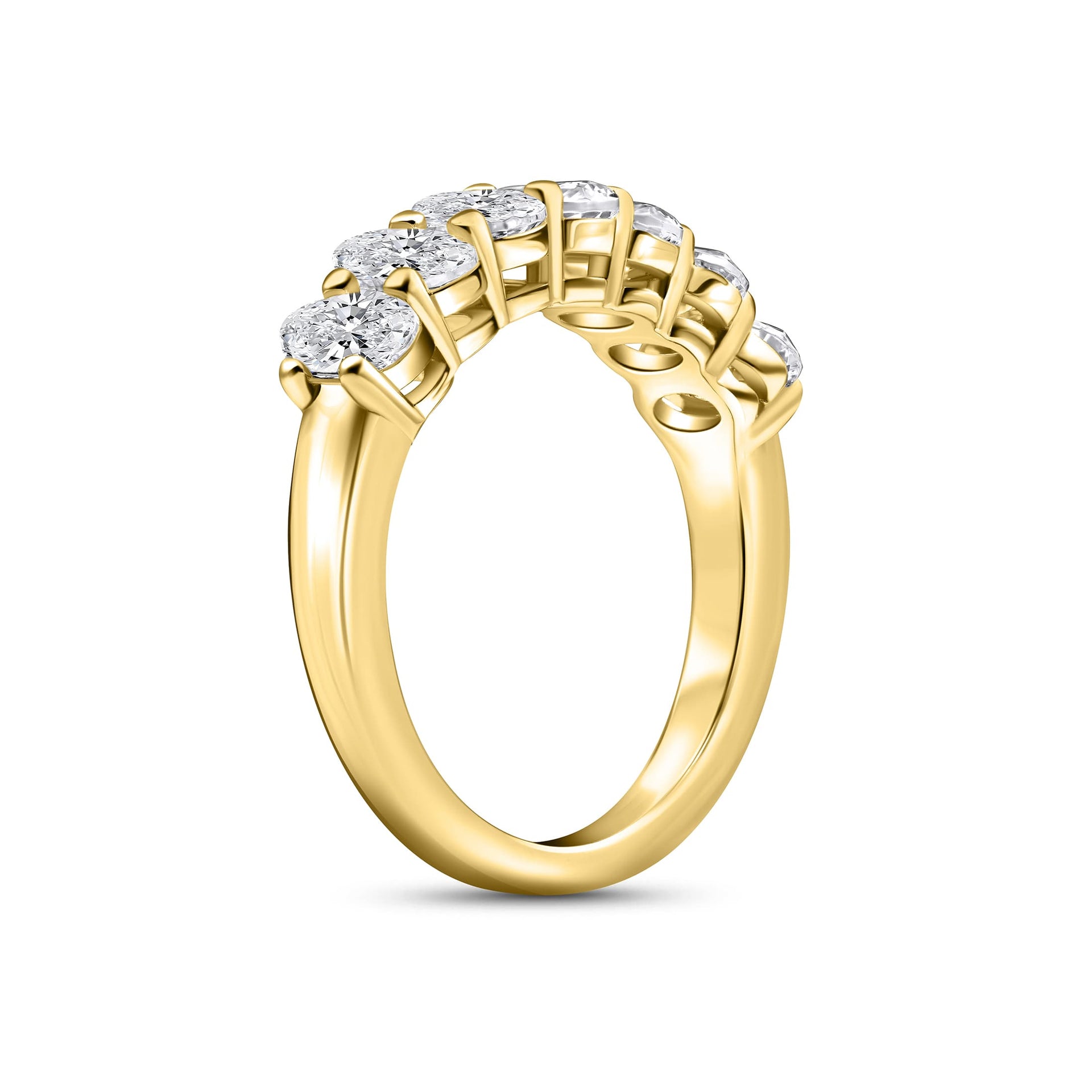 gold side angle of ring on white background