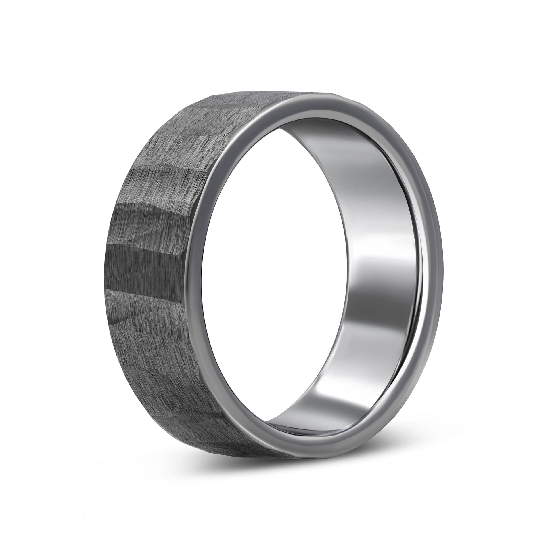 a unique silver tungsten carbide men's wedding band