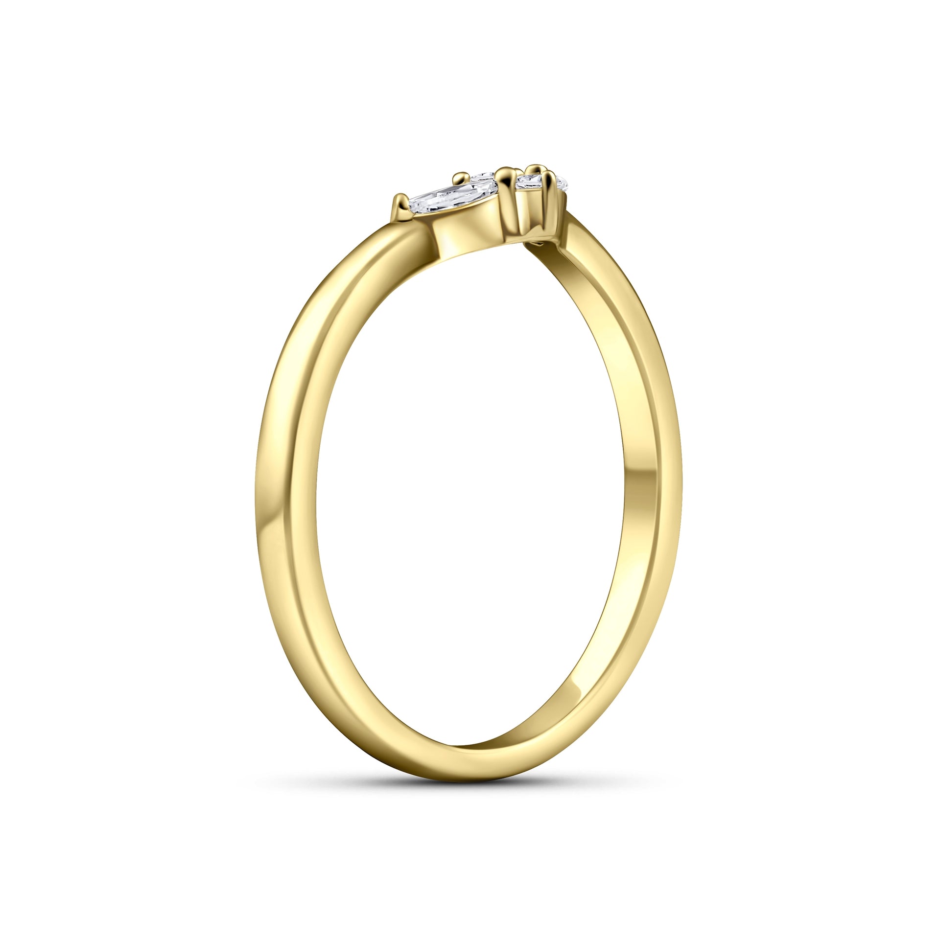 alternative pose of a gold simple vintage chevron wedding band on a white background