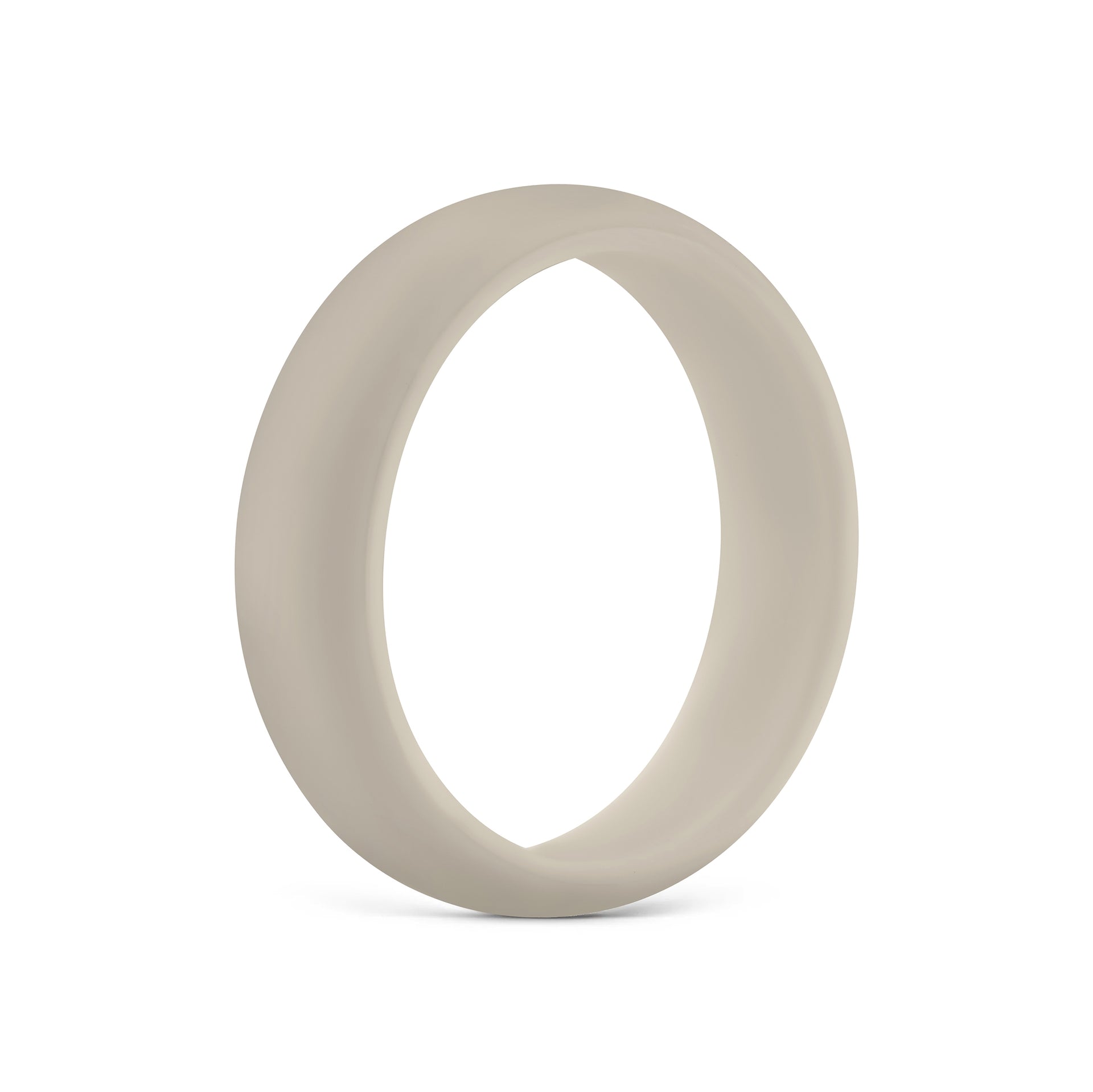 side view of neutral tan slim silicone band on white background
