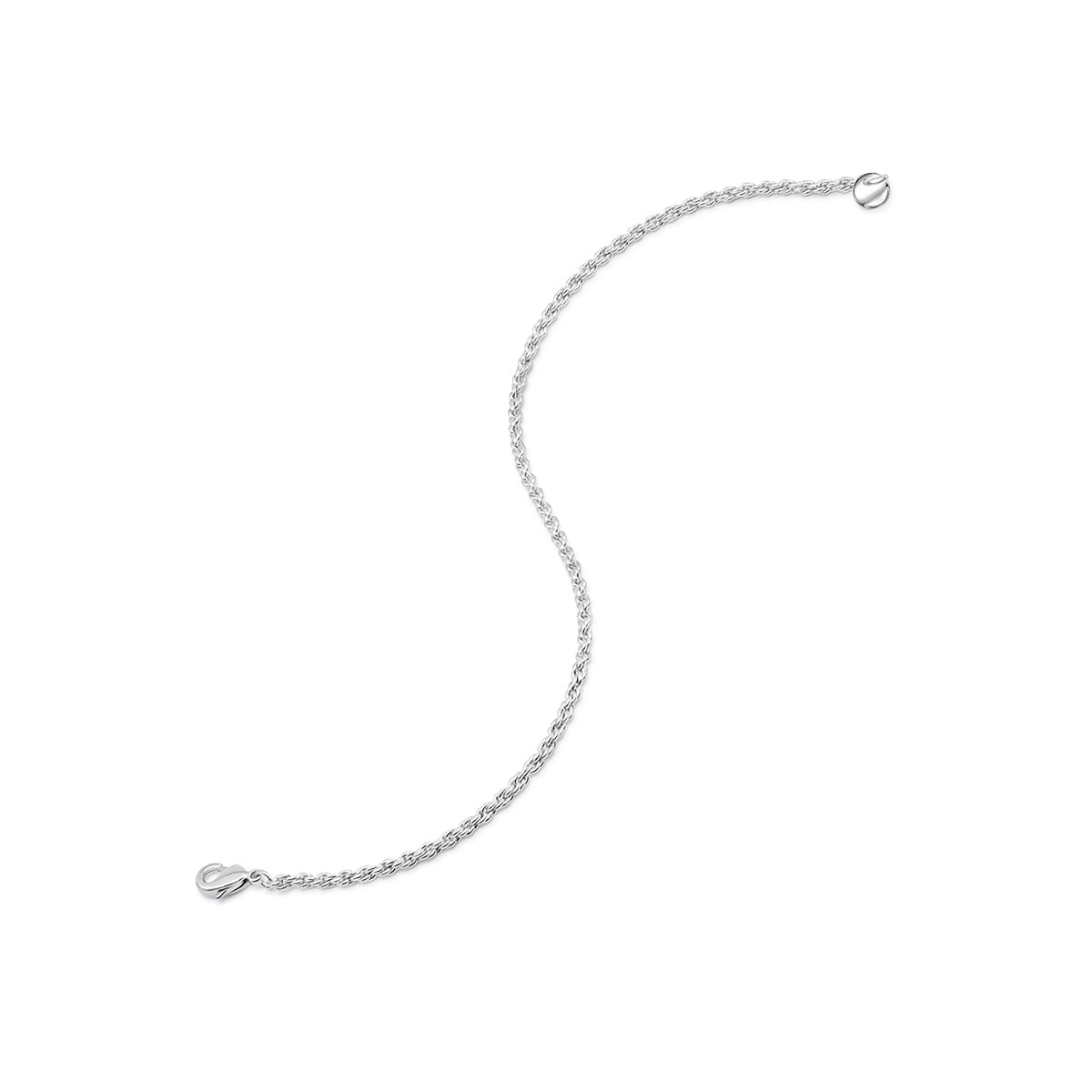 alternative pose of silver rope style bracelet on white background