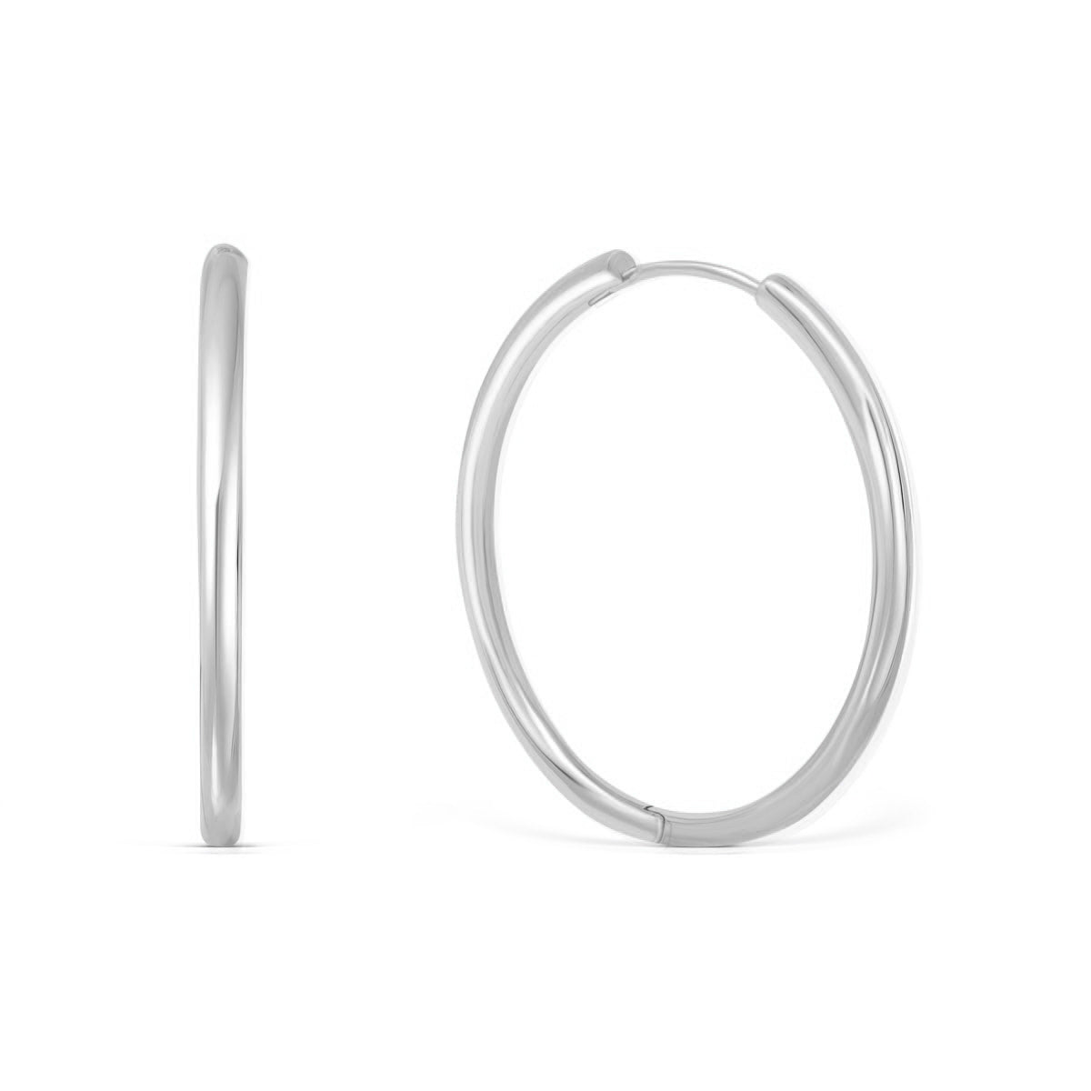 simple silver hoops on a white background