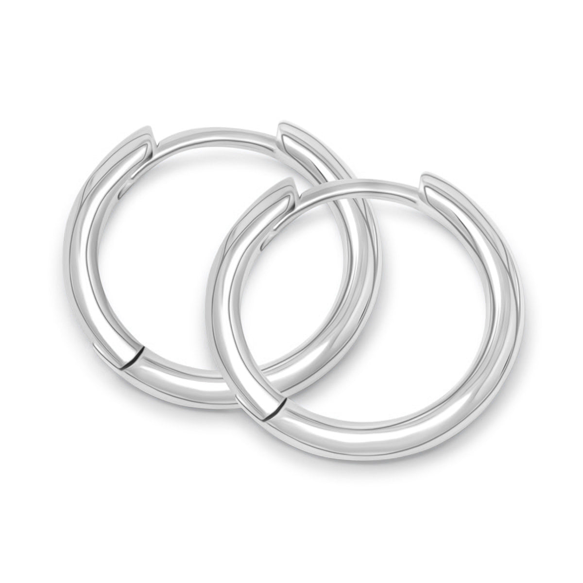 a simple silver hoops overlapping one another on a white background