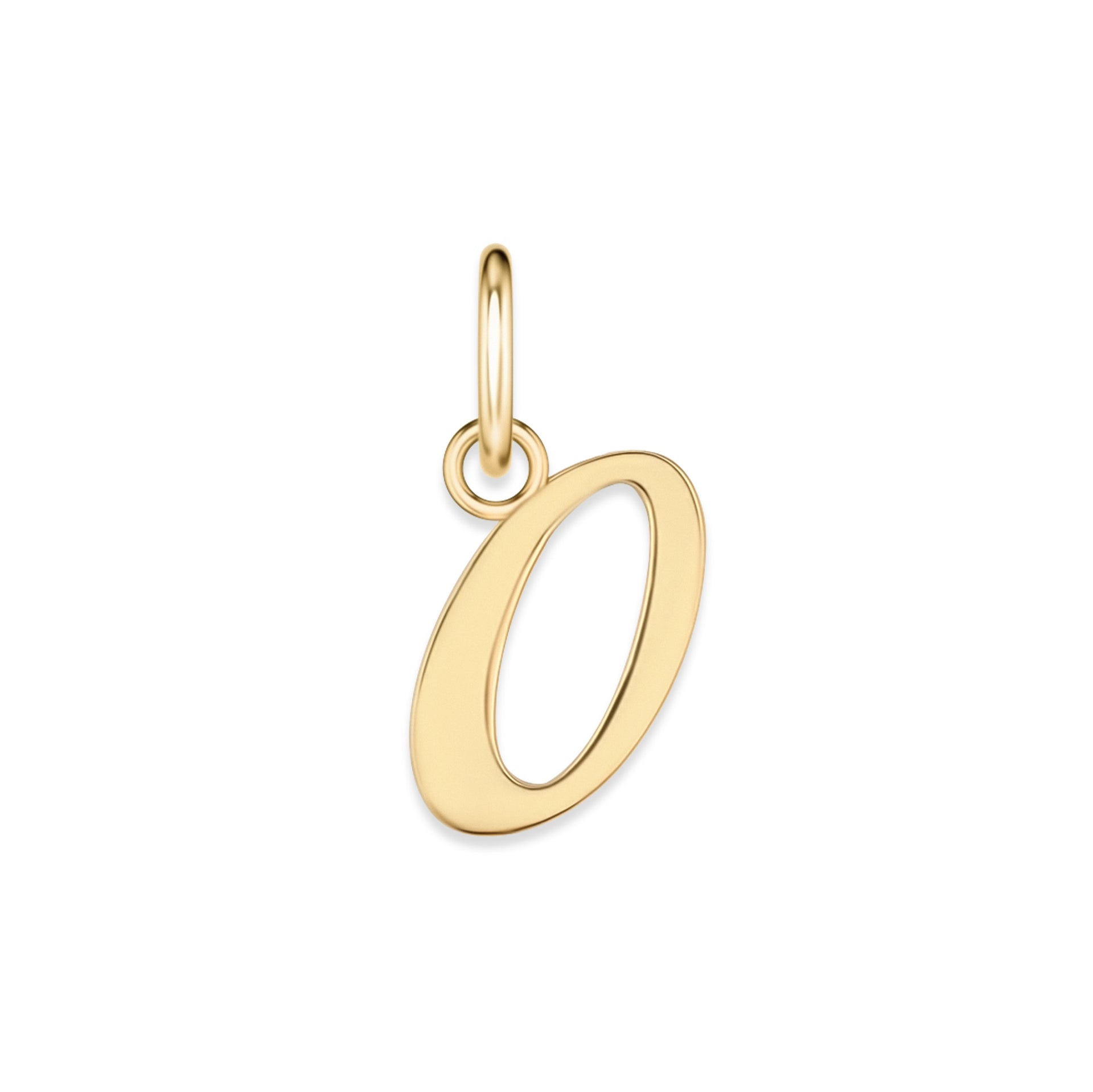 gold stainless steel number charm "0" on a white background
