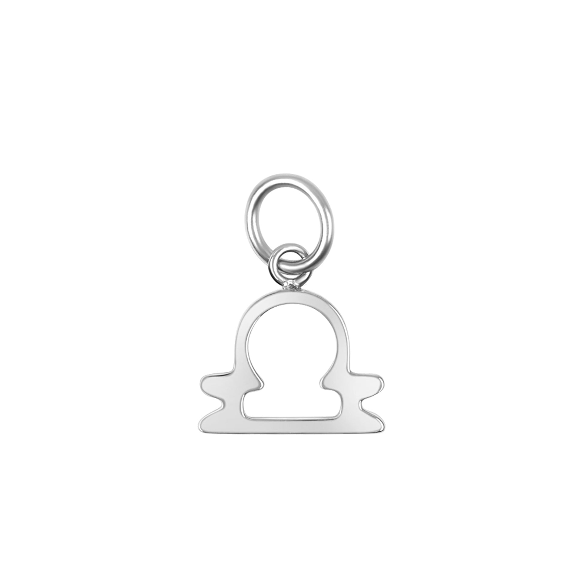 silver zodiac charm in the libra variant on a white background
