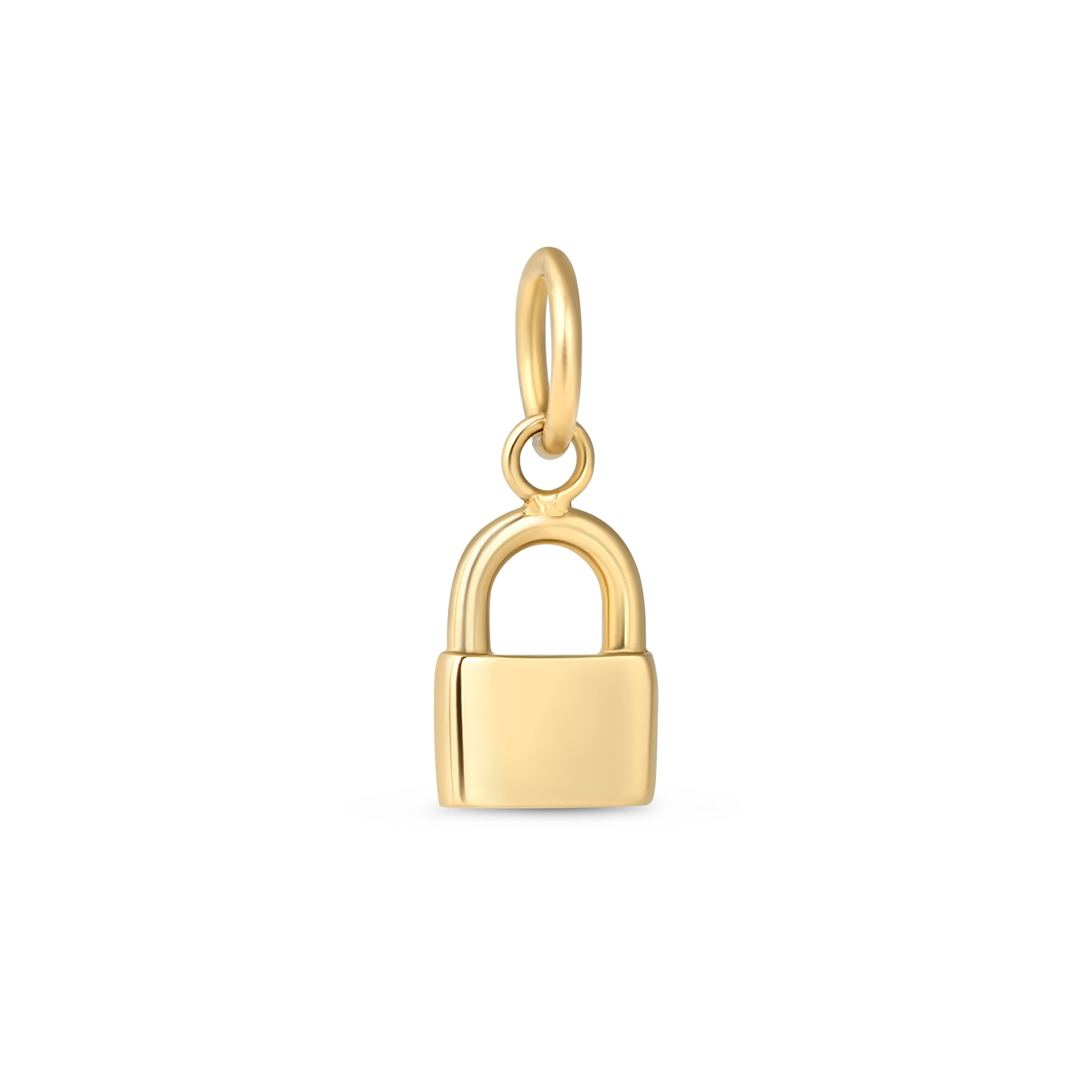 Gold Stainless Steel Lock Charm on a white background