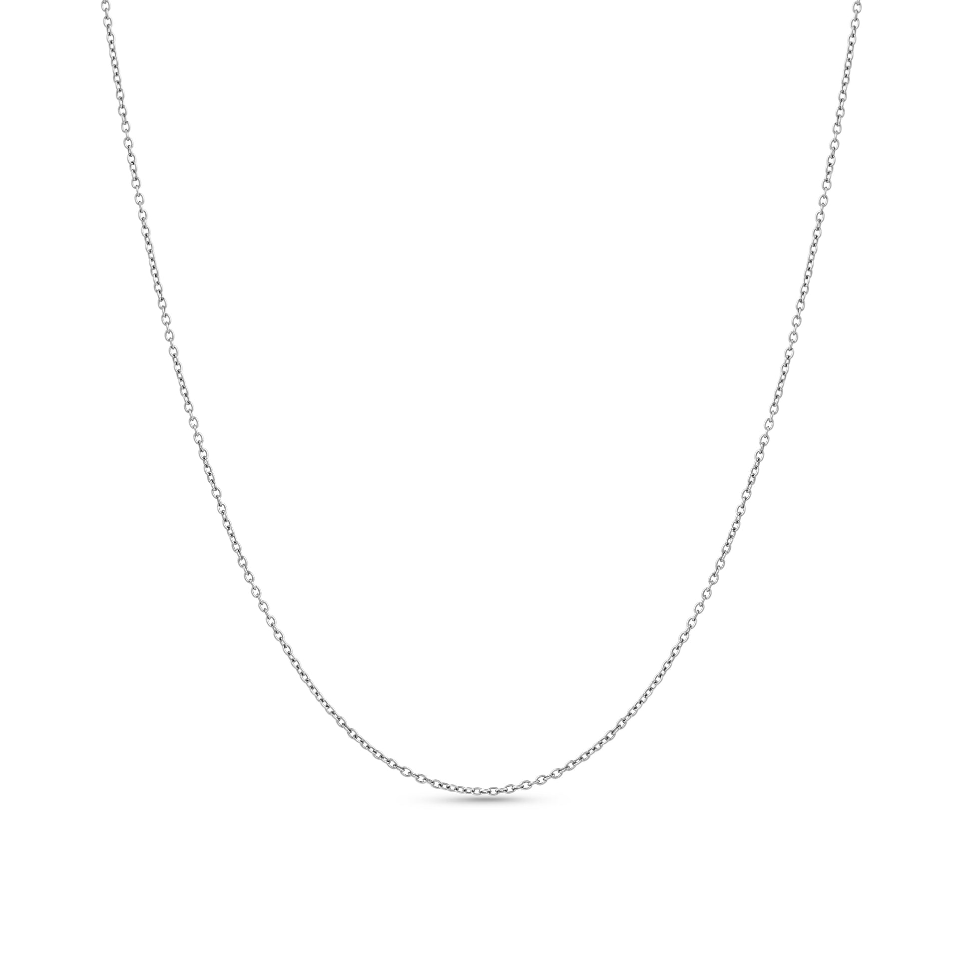 Dainty Silver Cable Chain Necklace on a white background
