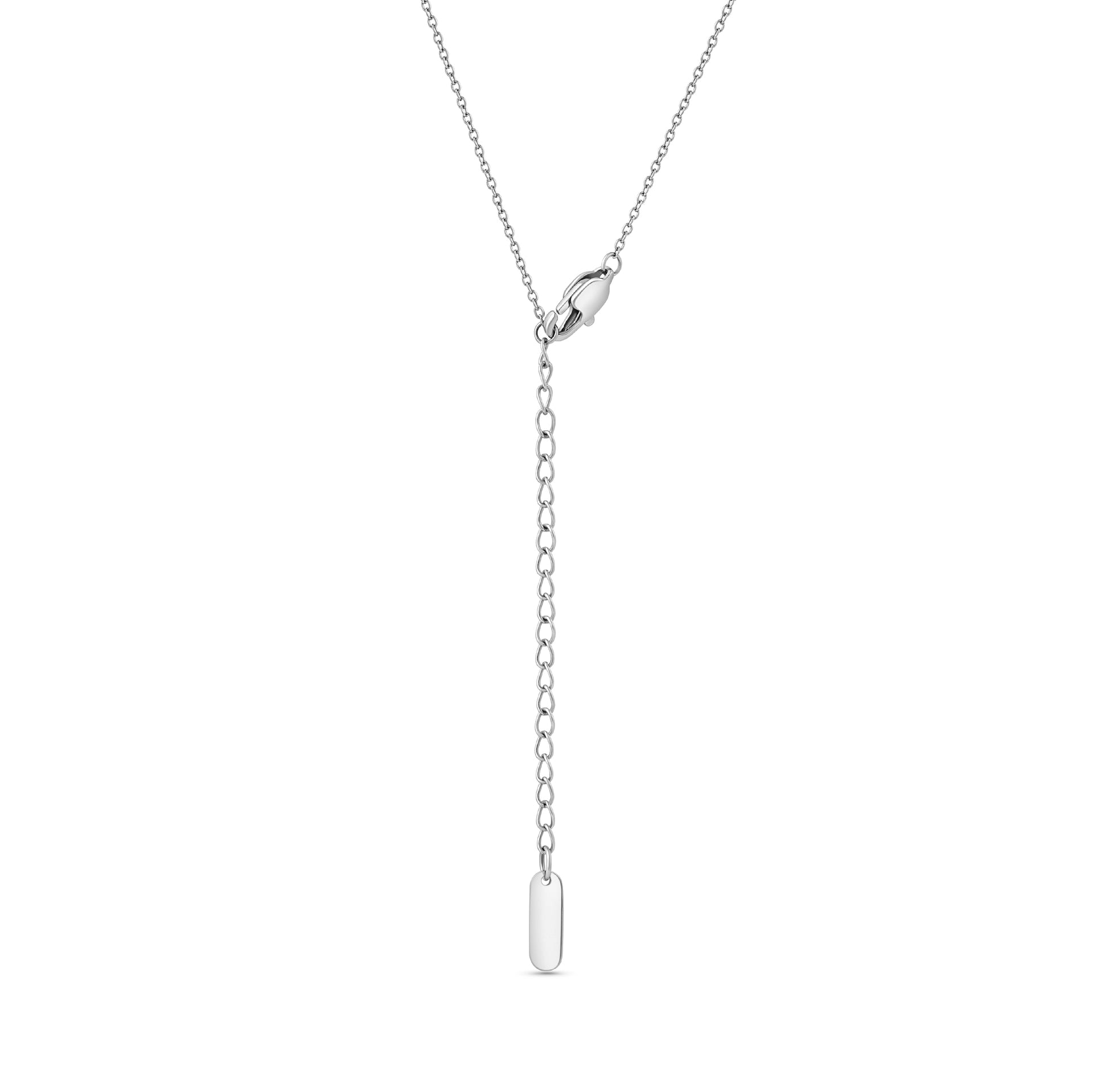 Extender Portion of a Dainty Silver Cable Chain Necklace on a white background