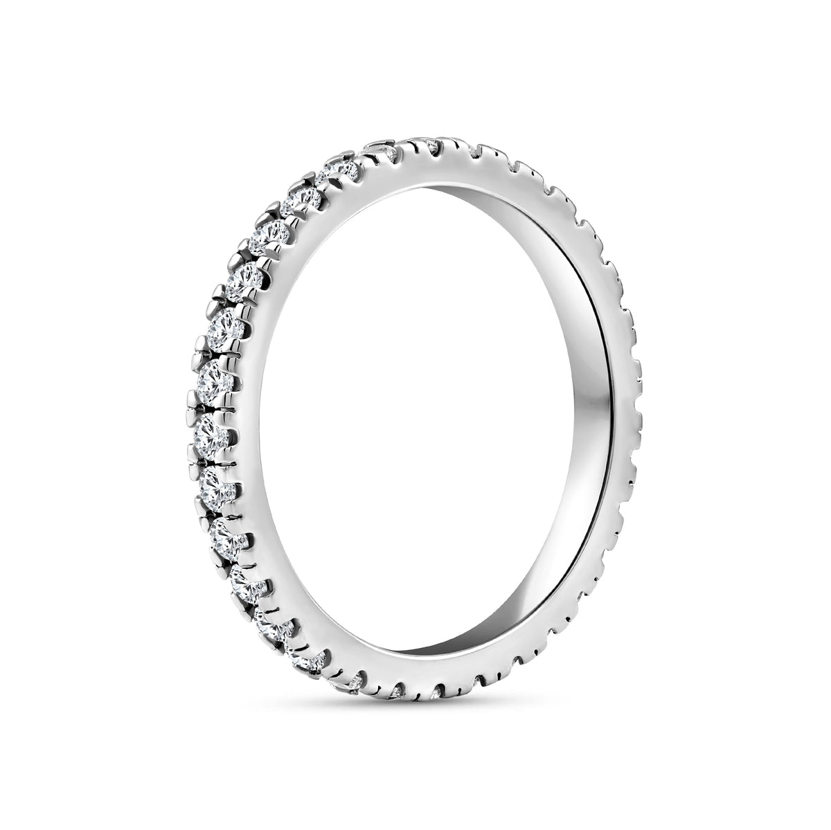 silver 2.5mm eternity band on white background