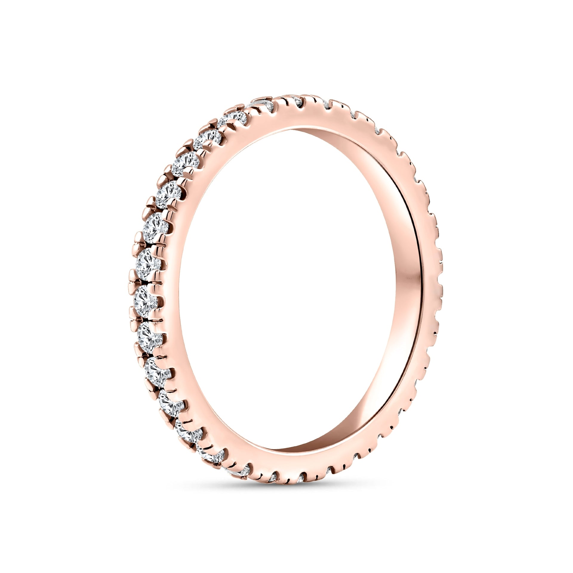 rose gold 2.5mm eternity band on white background