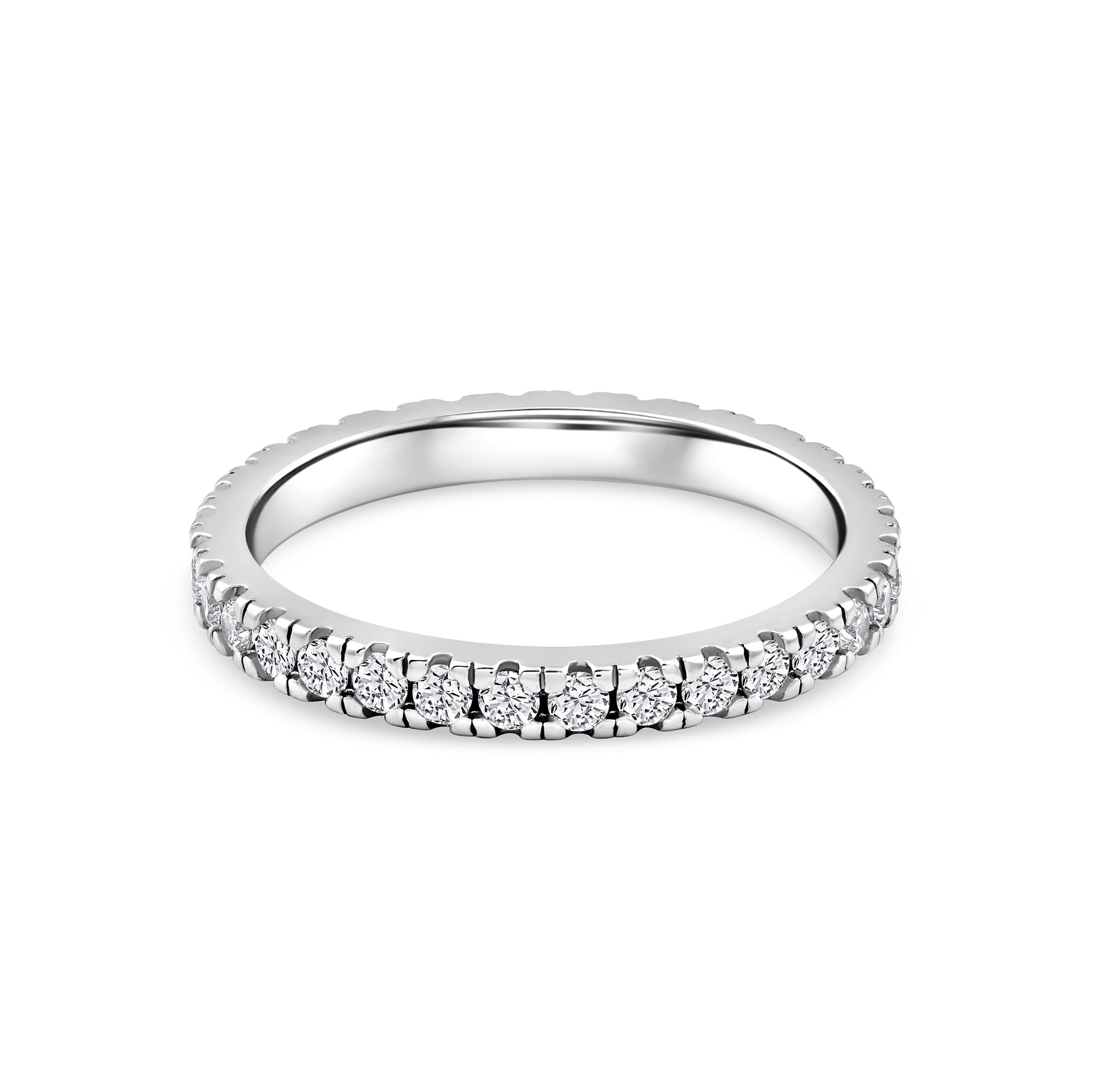 silver 2.5mm eternity band on white background