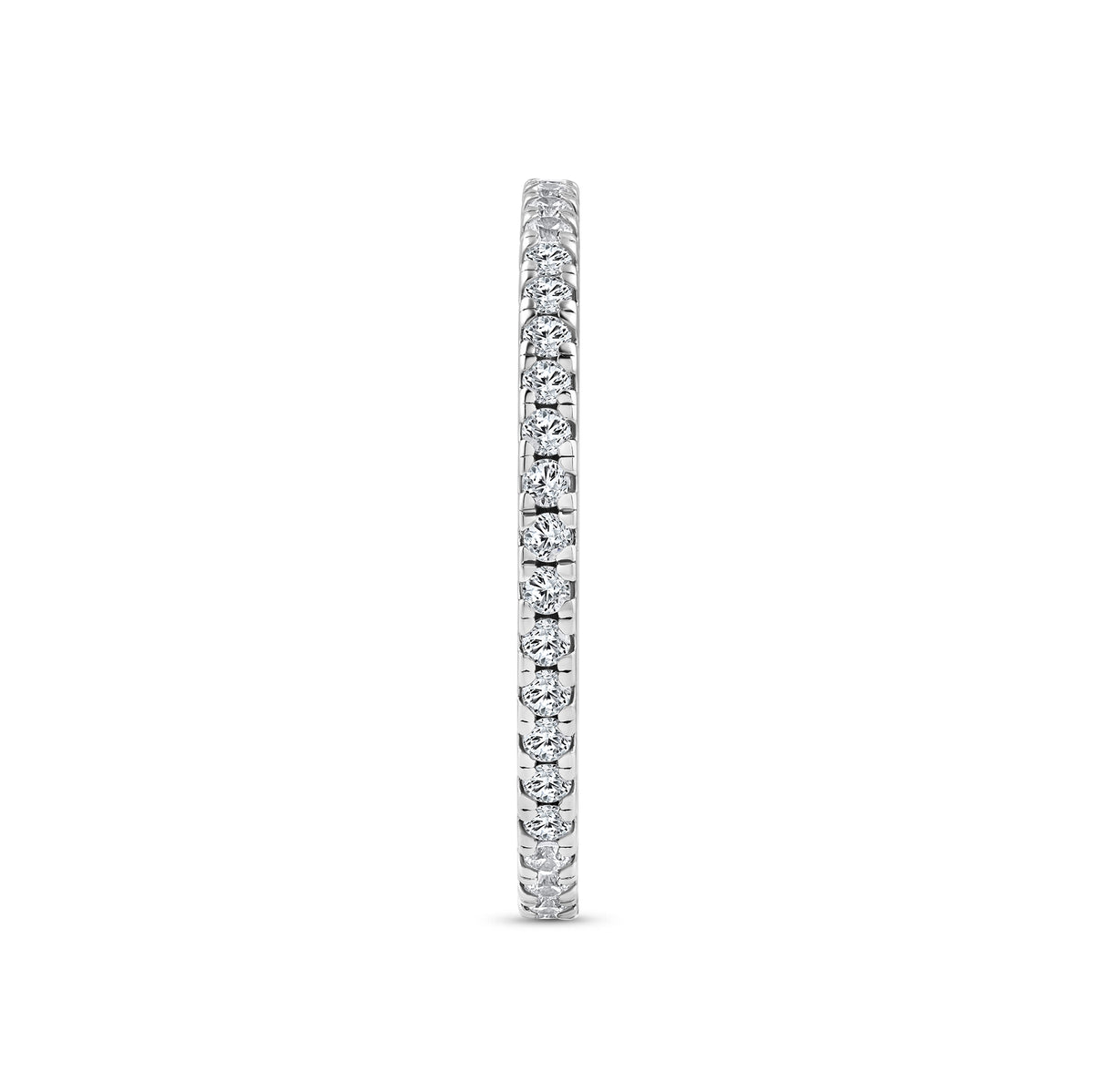 925 sterling silver eternity wedding band on a white background