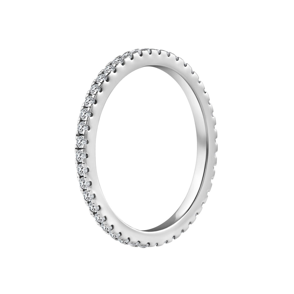 925 sterling silver eternity wedding band on a white background