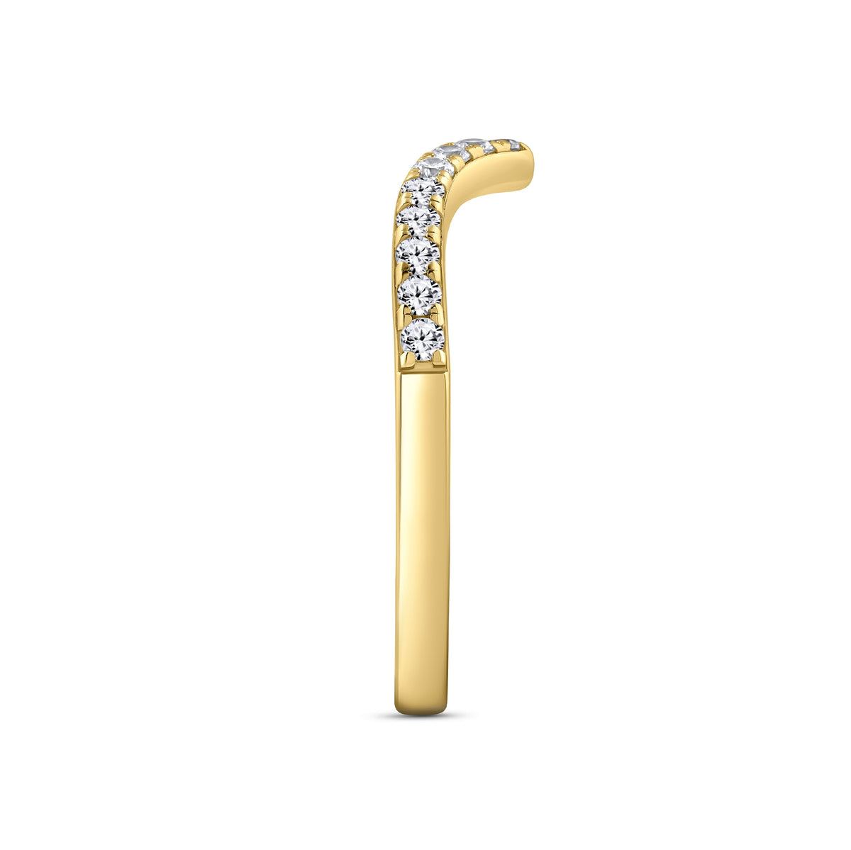 925 sterling silver chevron half eternity wedding band plated with 18k gold on a white background