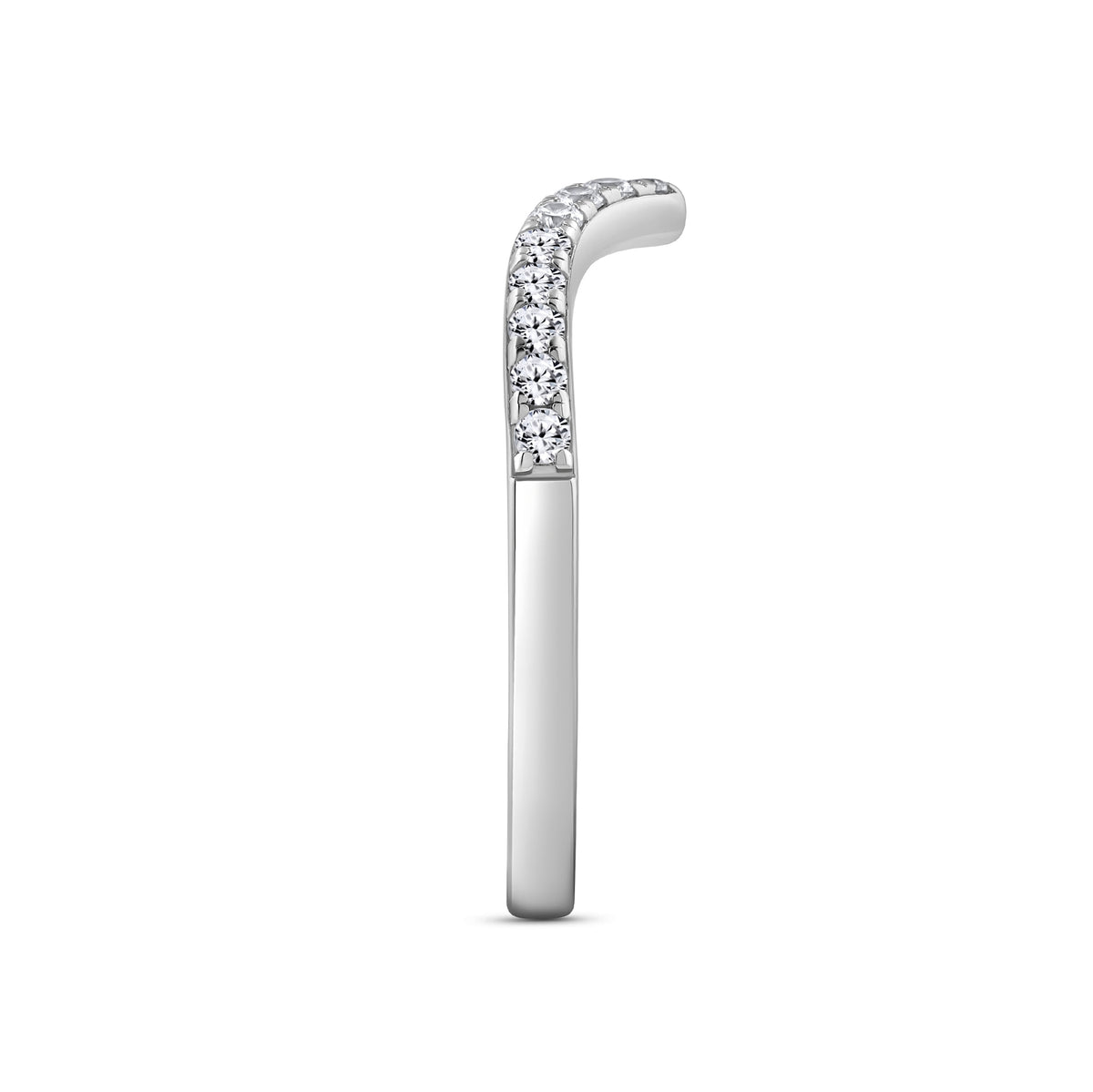 925 sterling silver chevron half eternity wedding band on a white background