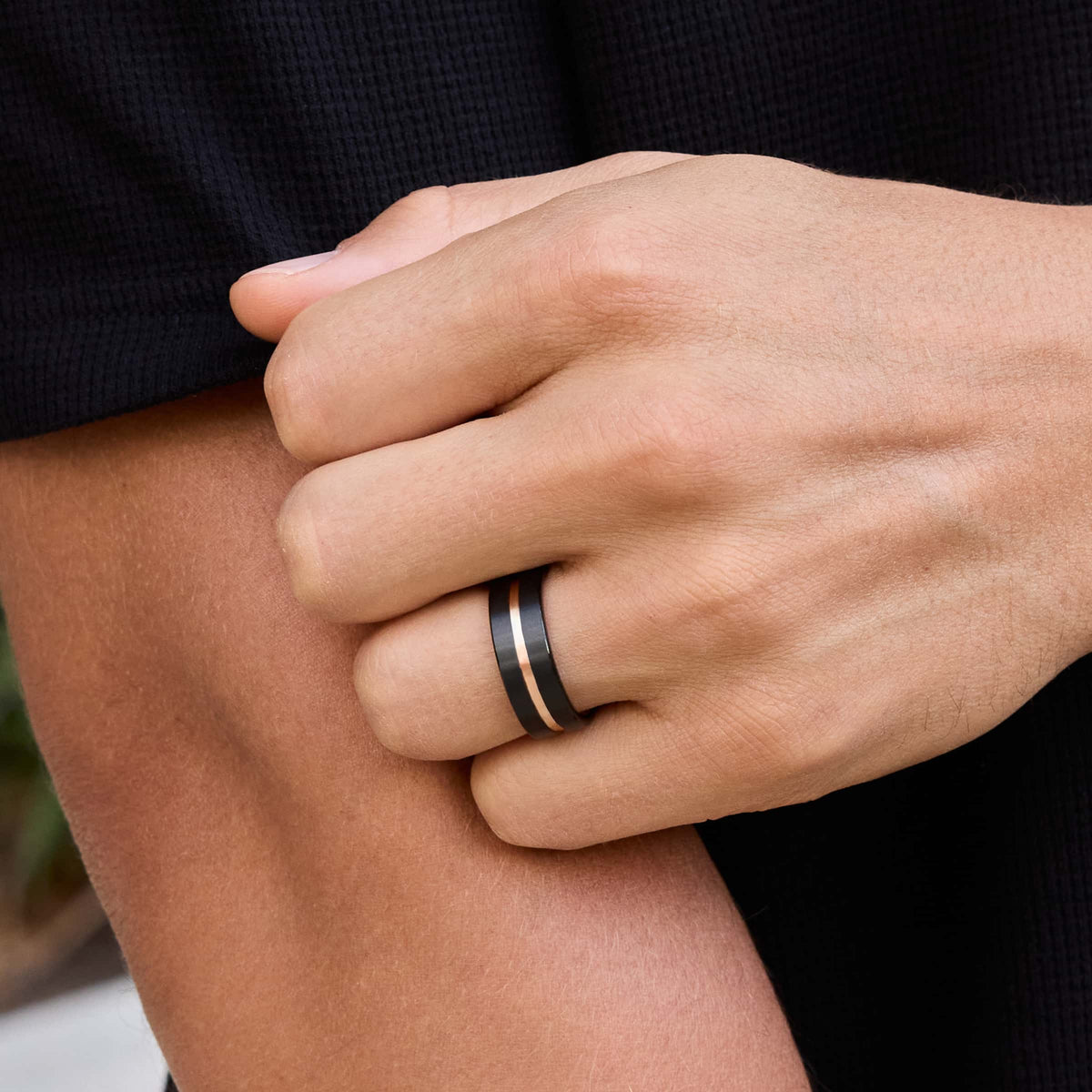 8mm Tungsten Carbide band on a model