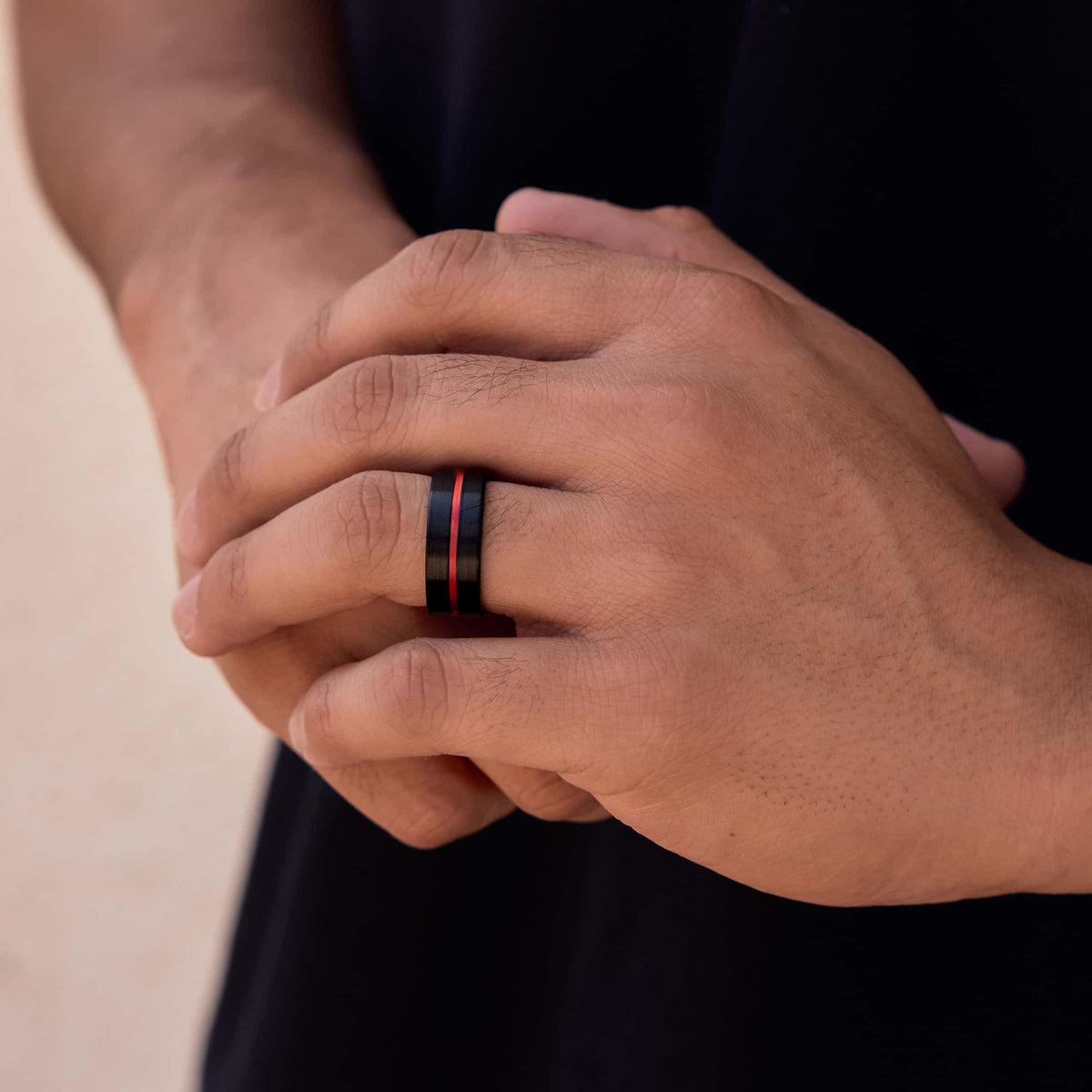 8mm Tungsten Carbide band on a model