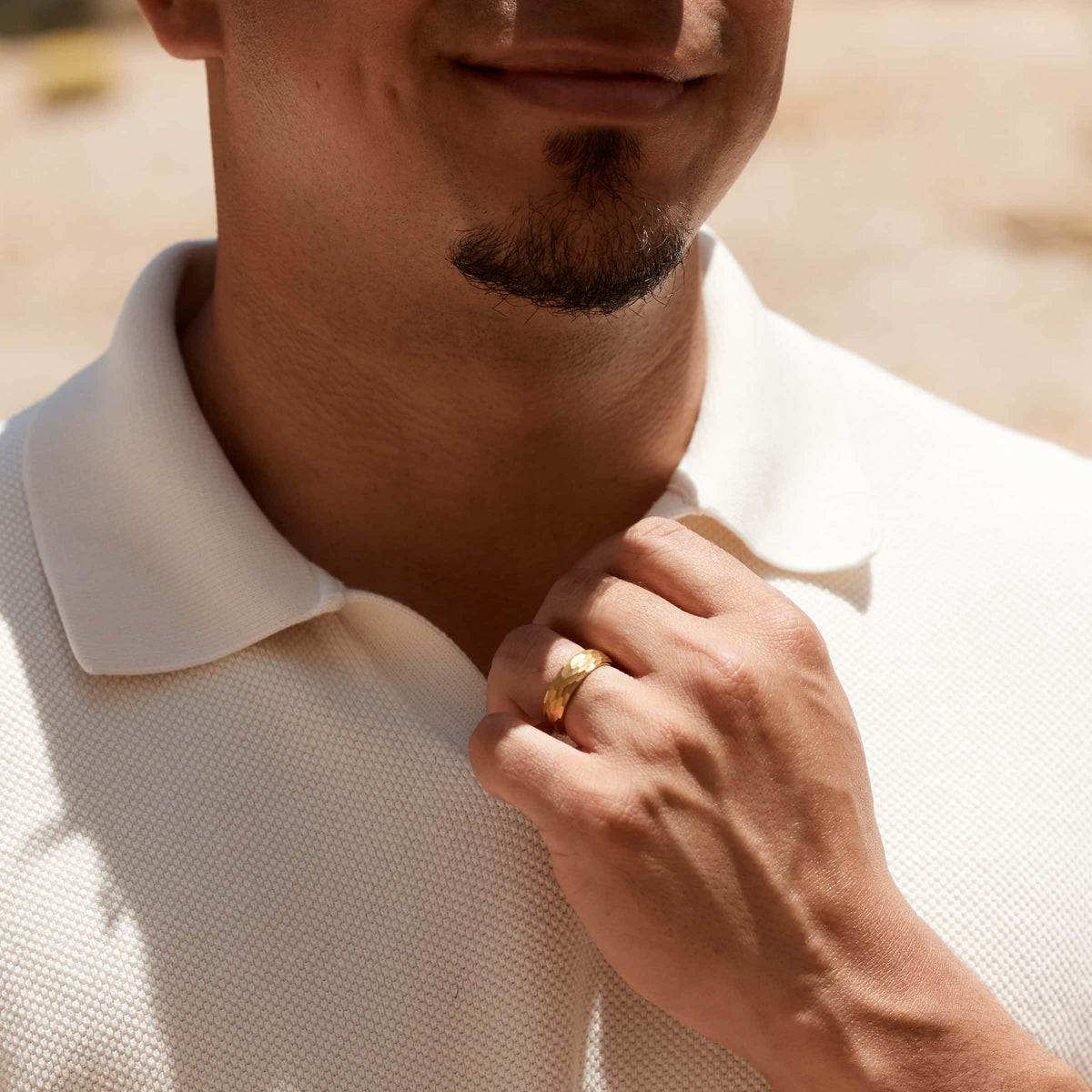 6mm gold tungsten carbide band on model
