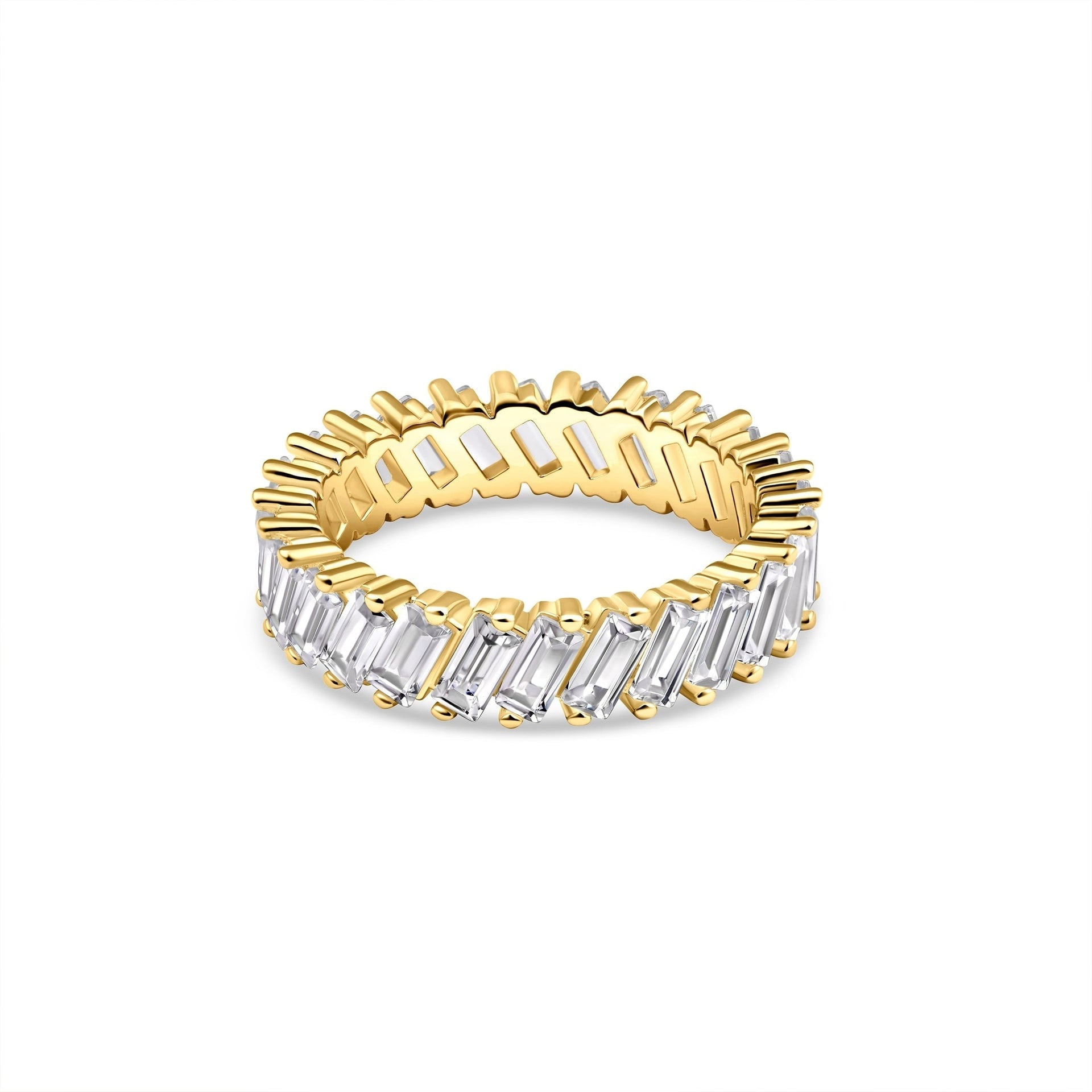 Ladies gold baguette eternity wedding band