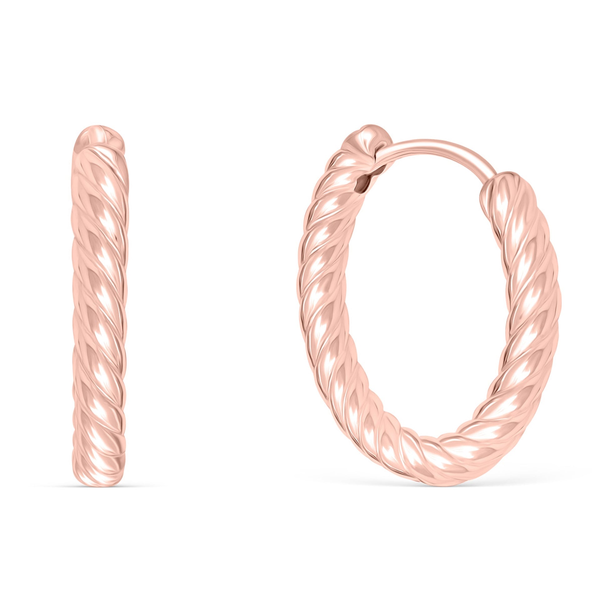 Cute rose gold twisted hoop earrings