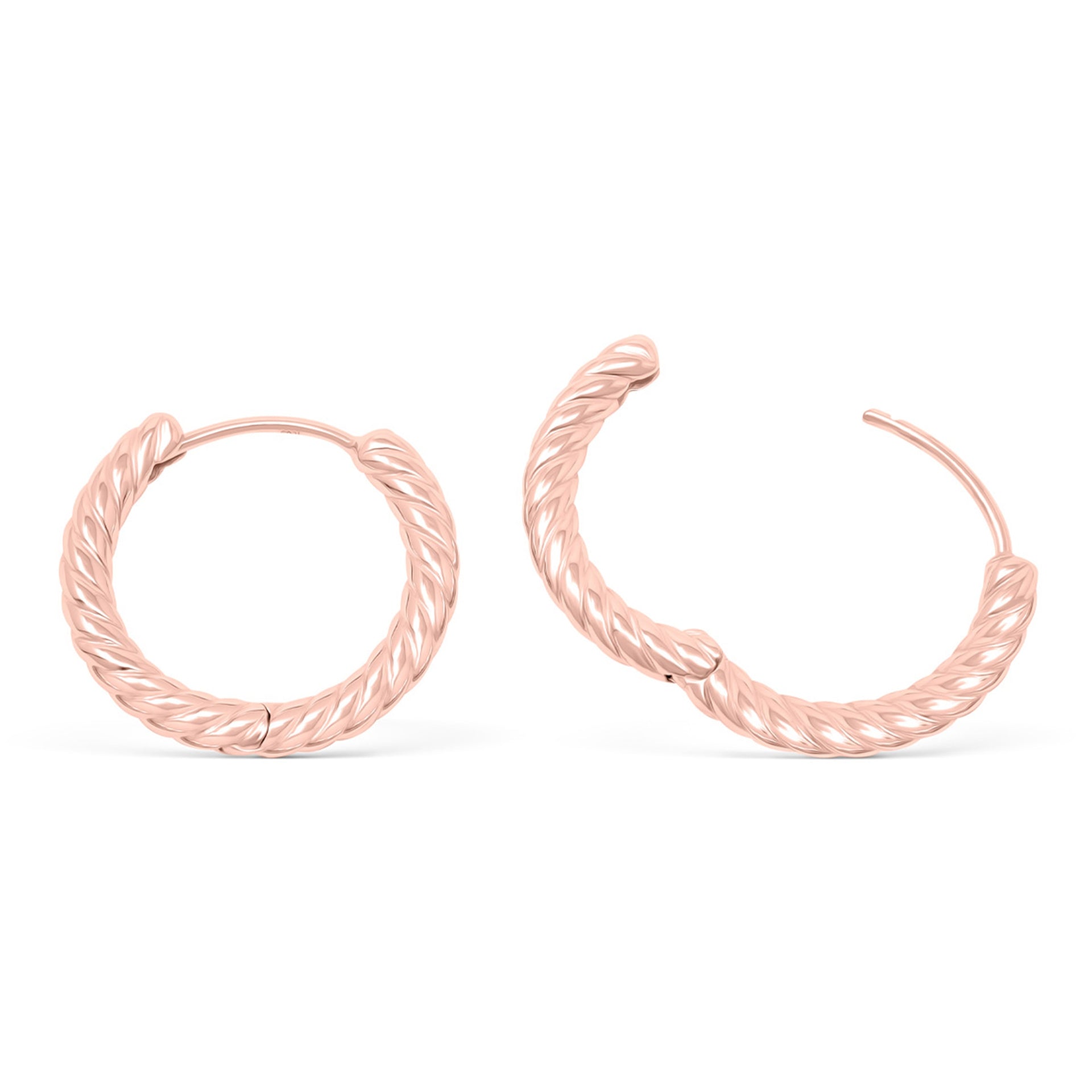 Twisted rose gold plated hoop earrings