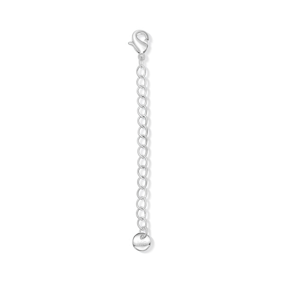 silver chain extender on a white background