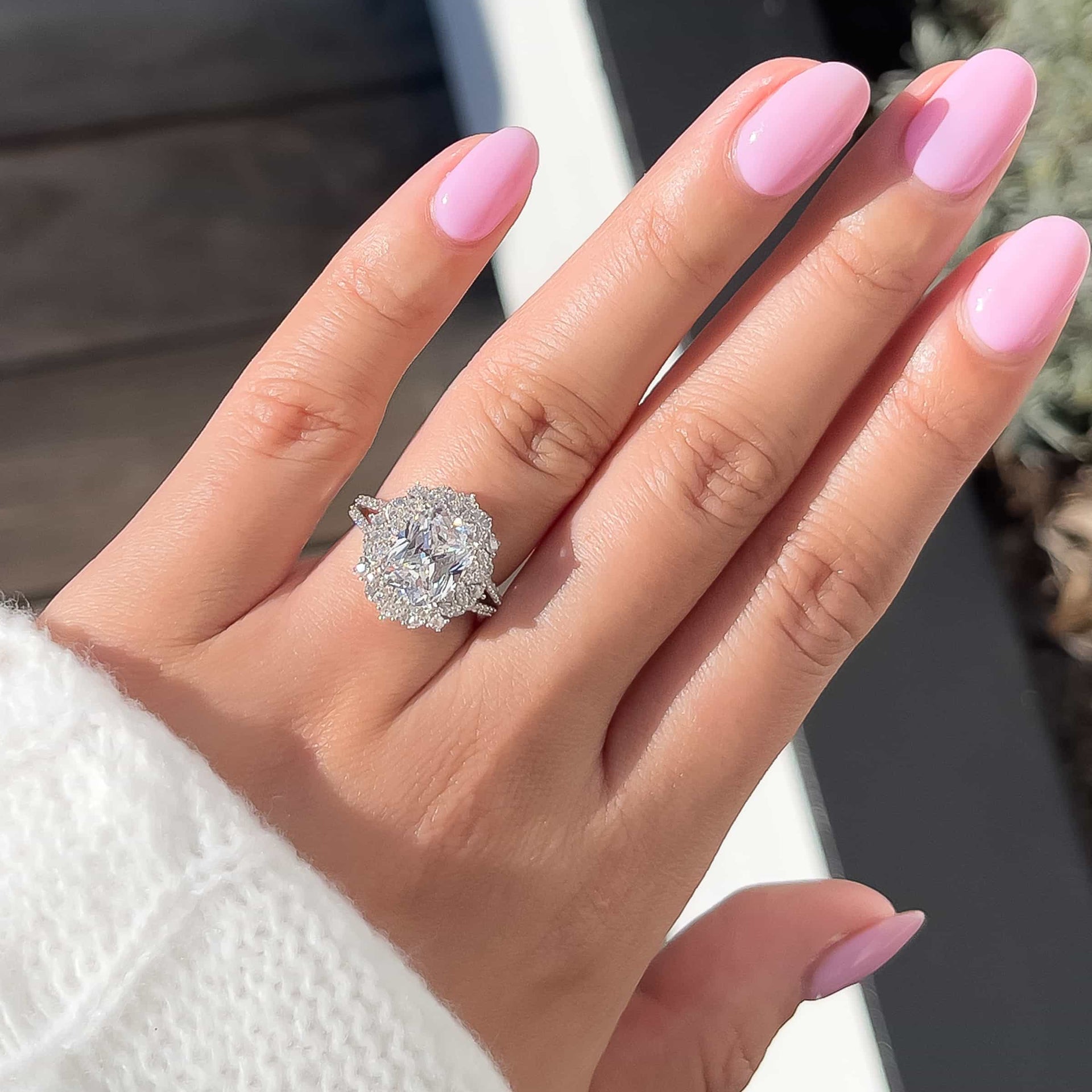 sol silver vintage engagement ring on womans hand