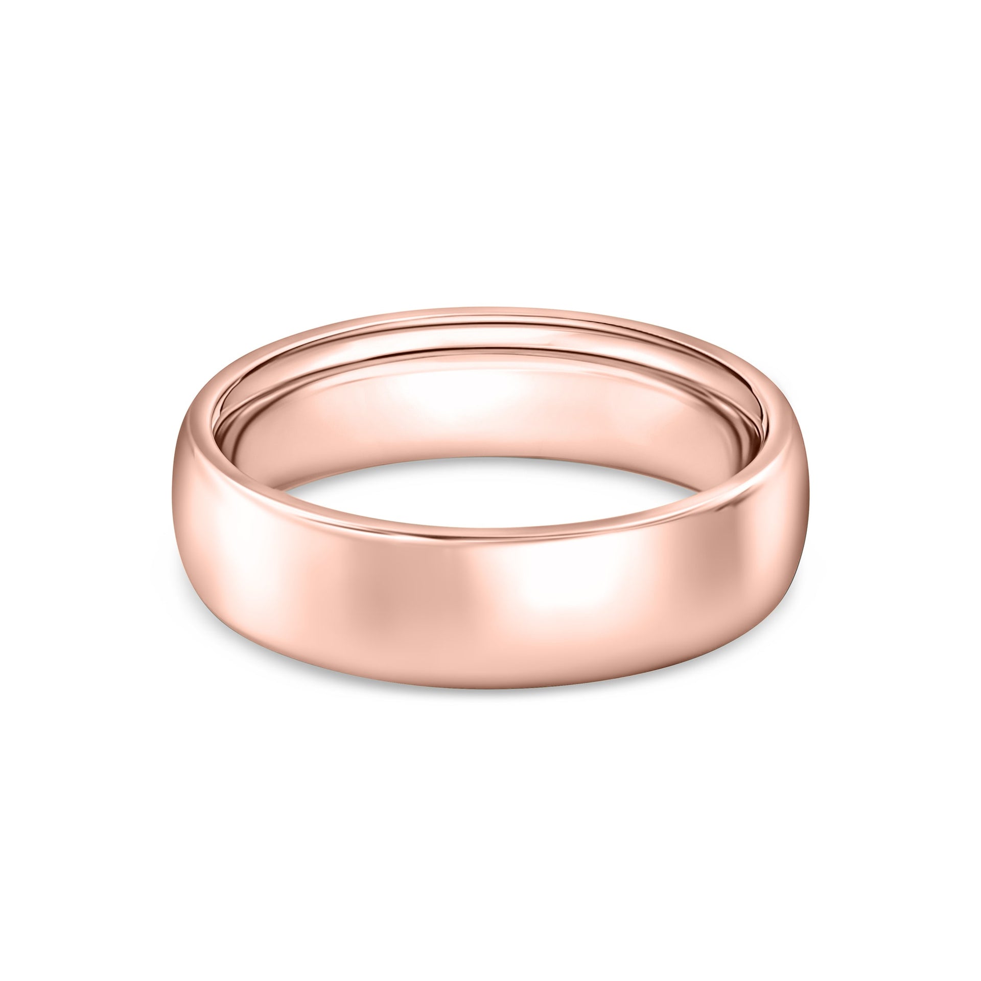 affordable rose gold horizon wedding band on white