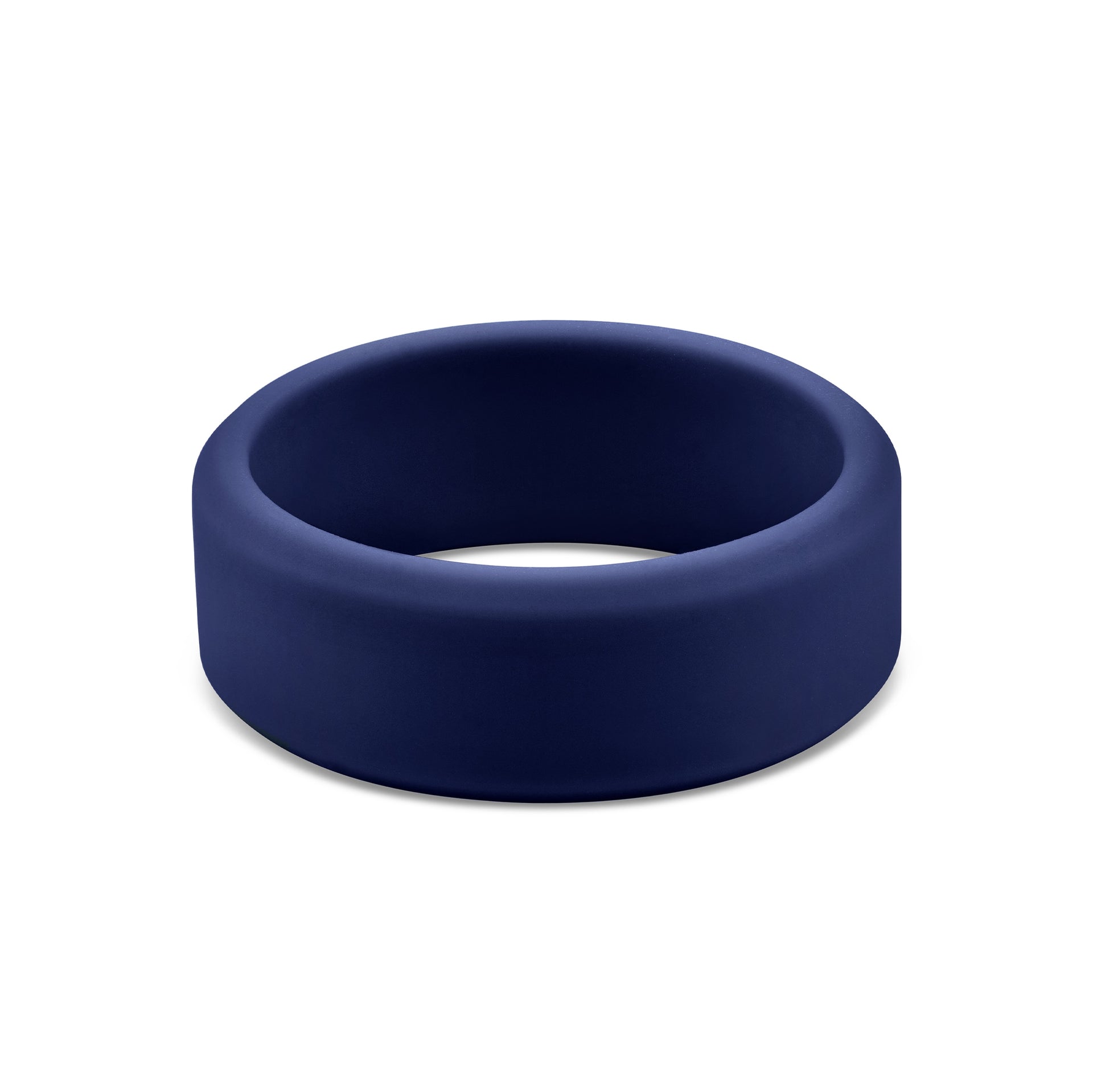 dark blue unisex silicone wedding band on white background