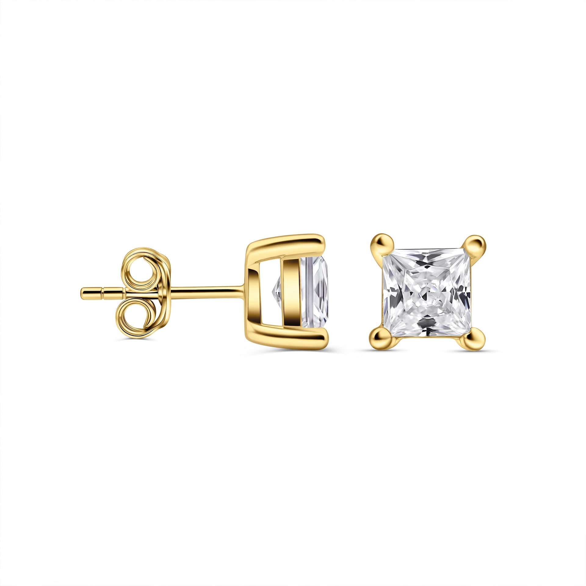 gold mini princess stud earrings