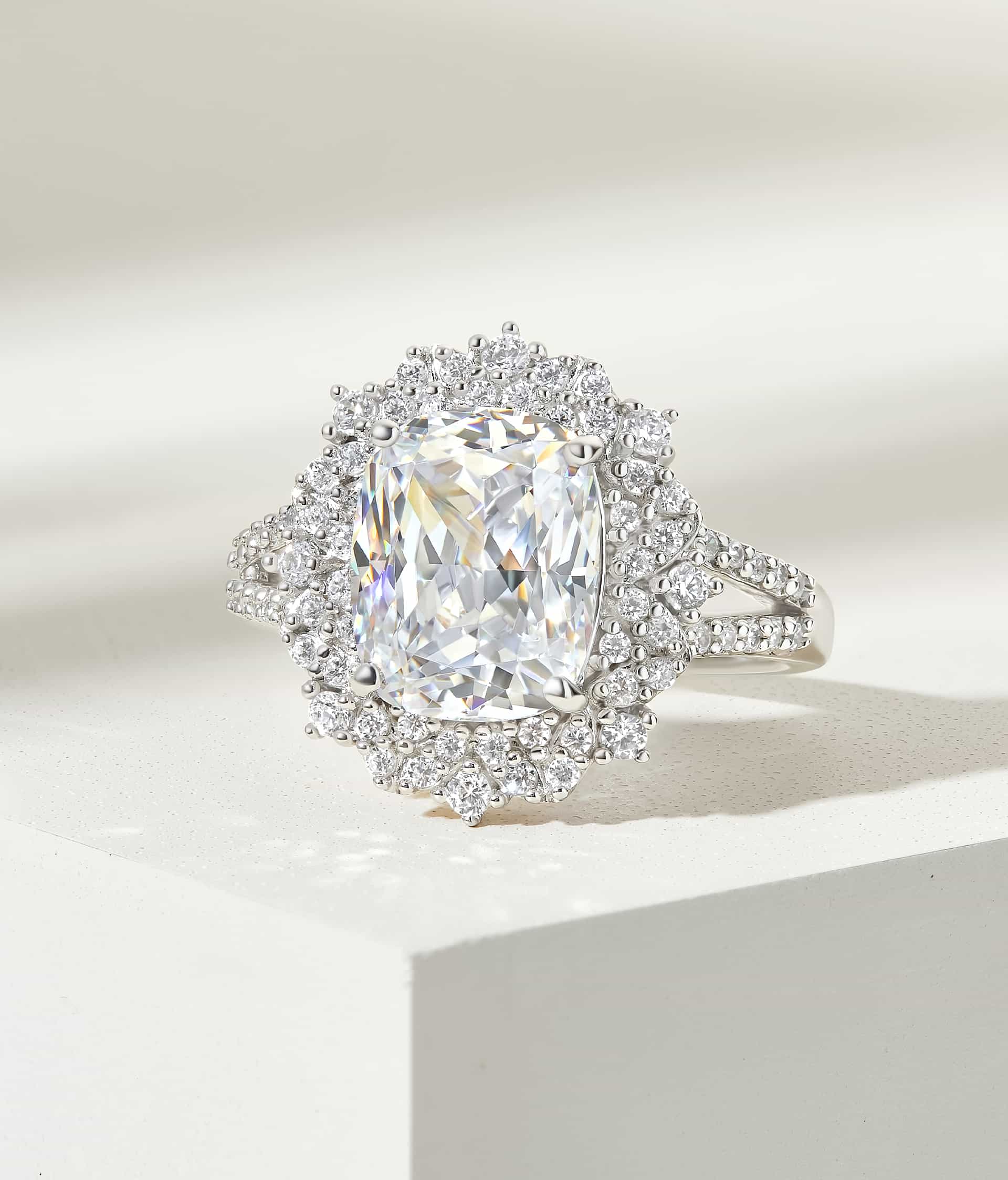 stunning vintage engagement ring with cream block