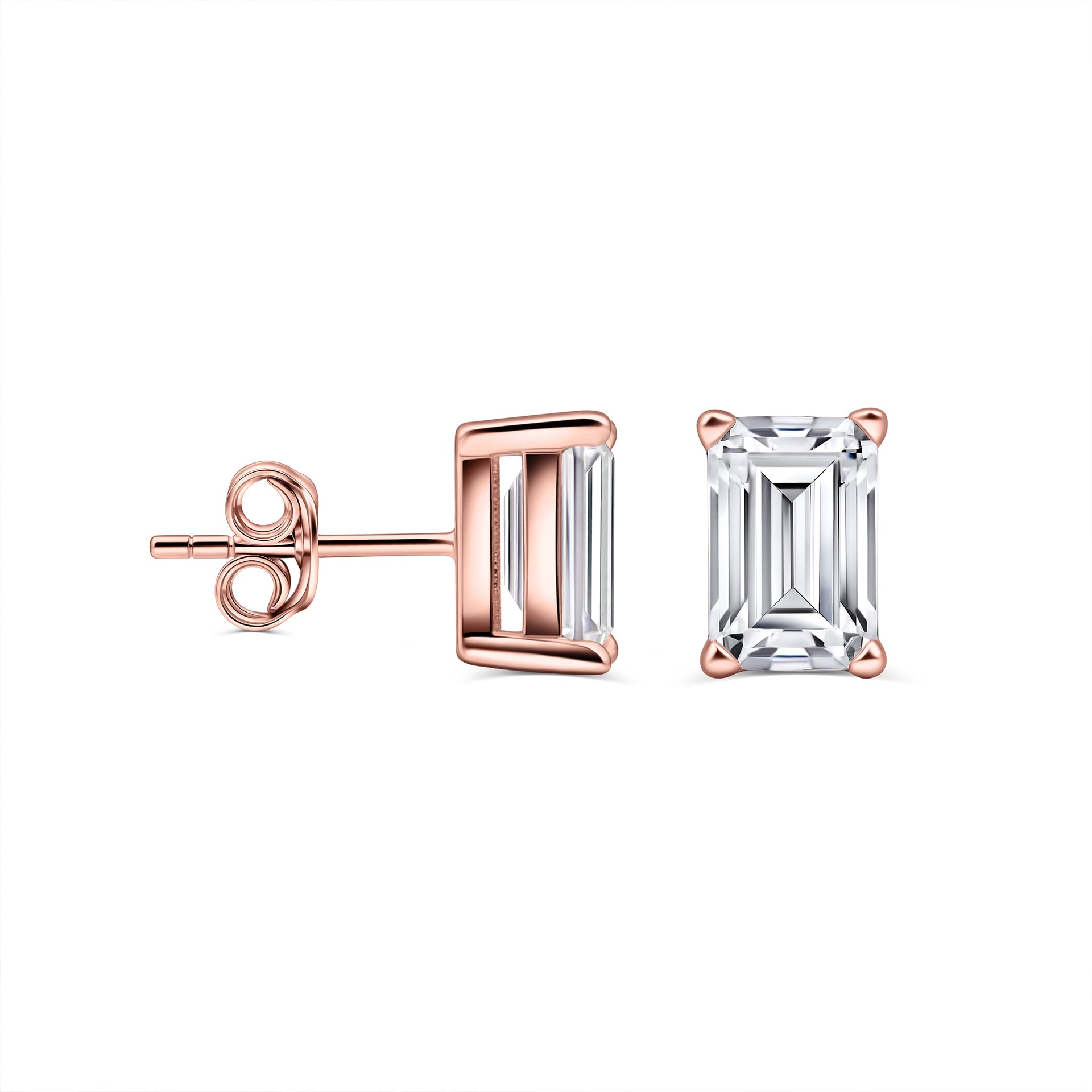 rose gold mini emerald stud earrings