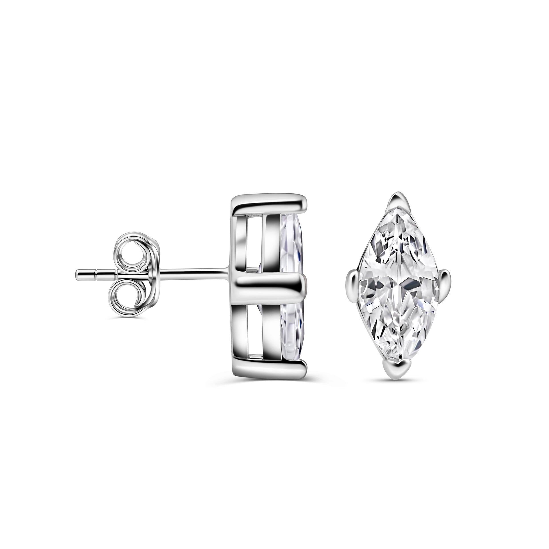 silver mini marquise stud earrings