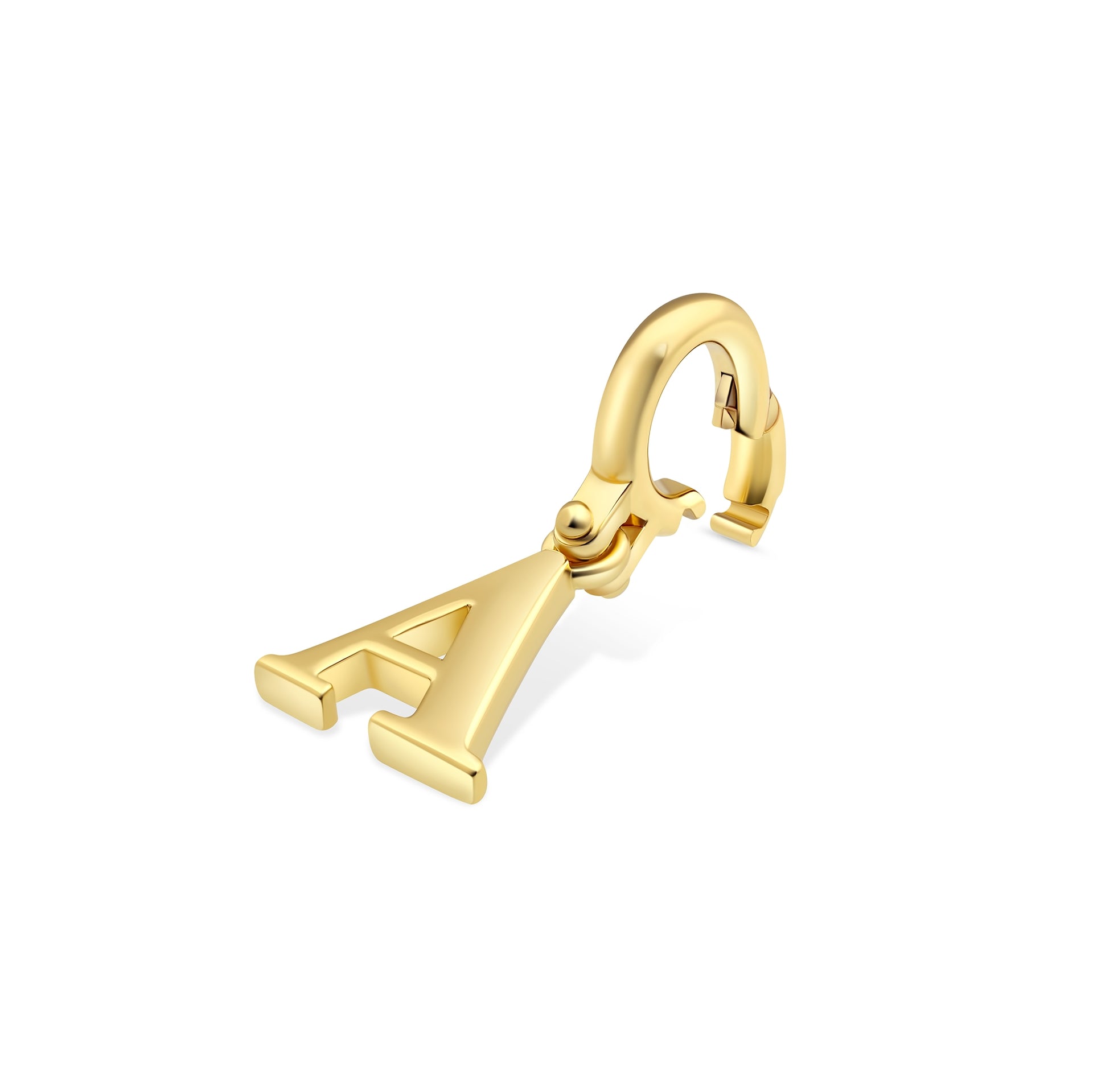 gold letter charm "A" shown unclasped 