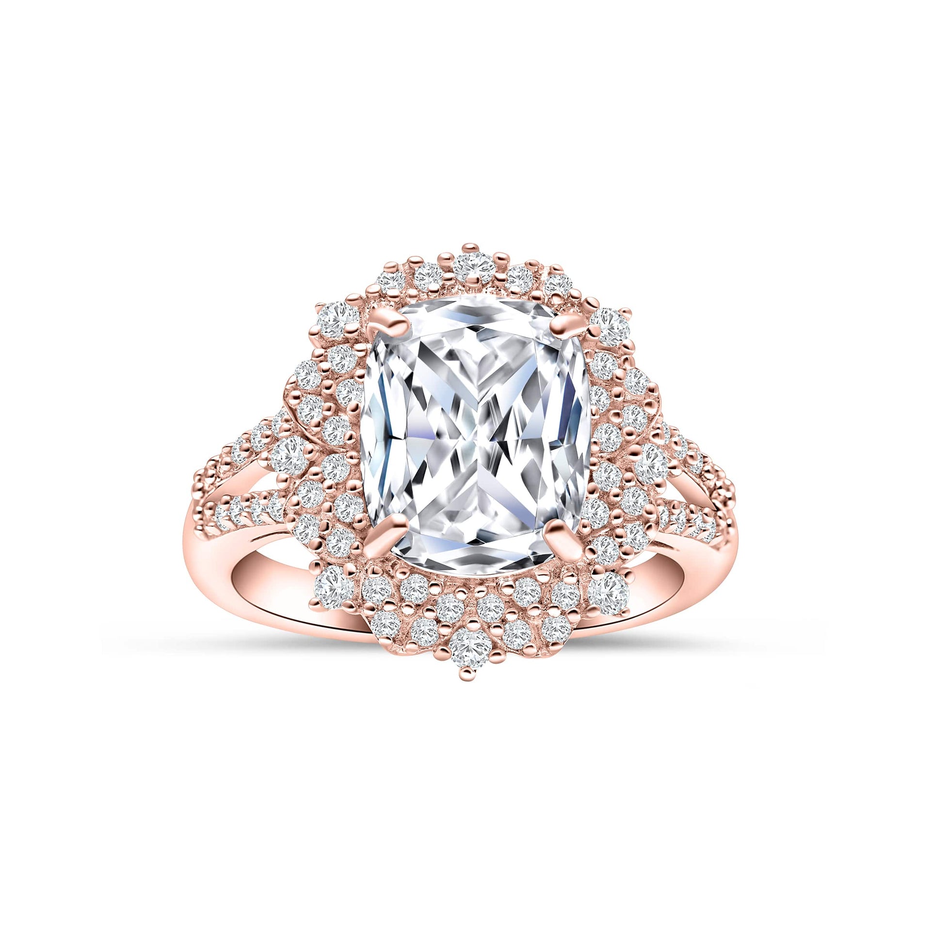 beautiful 2.5 ct cushion cut engagement ring in rose gold