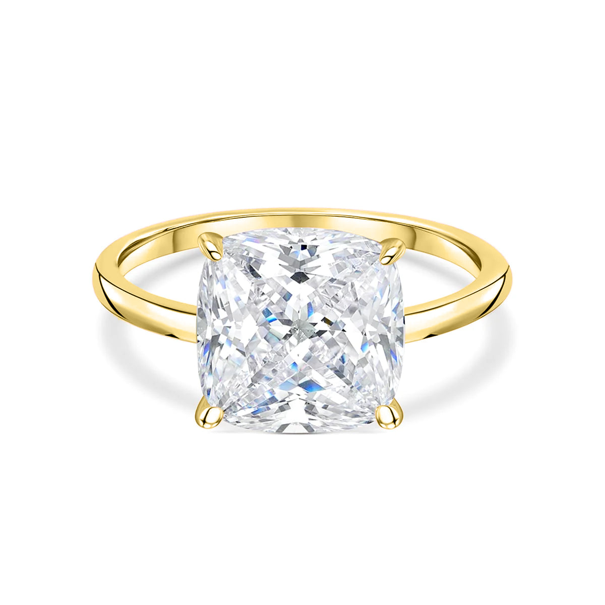 Cushion Cut Solitaire Hidden Halo Wedding Ring