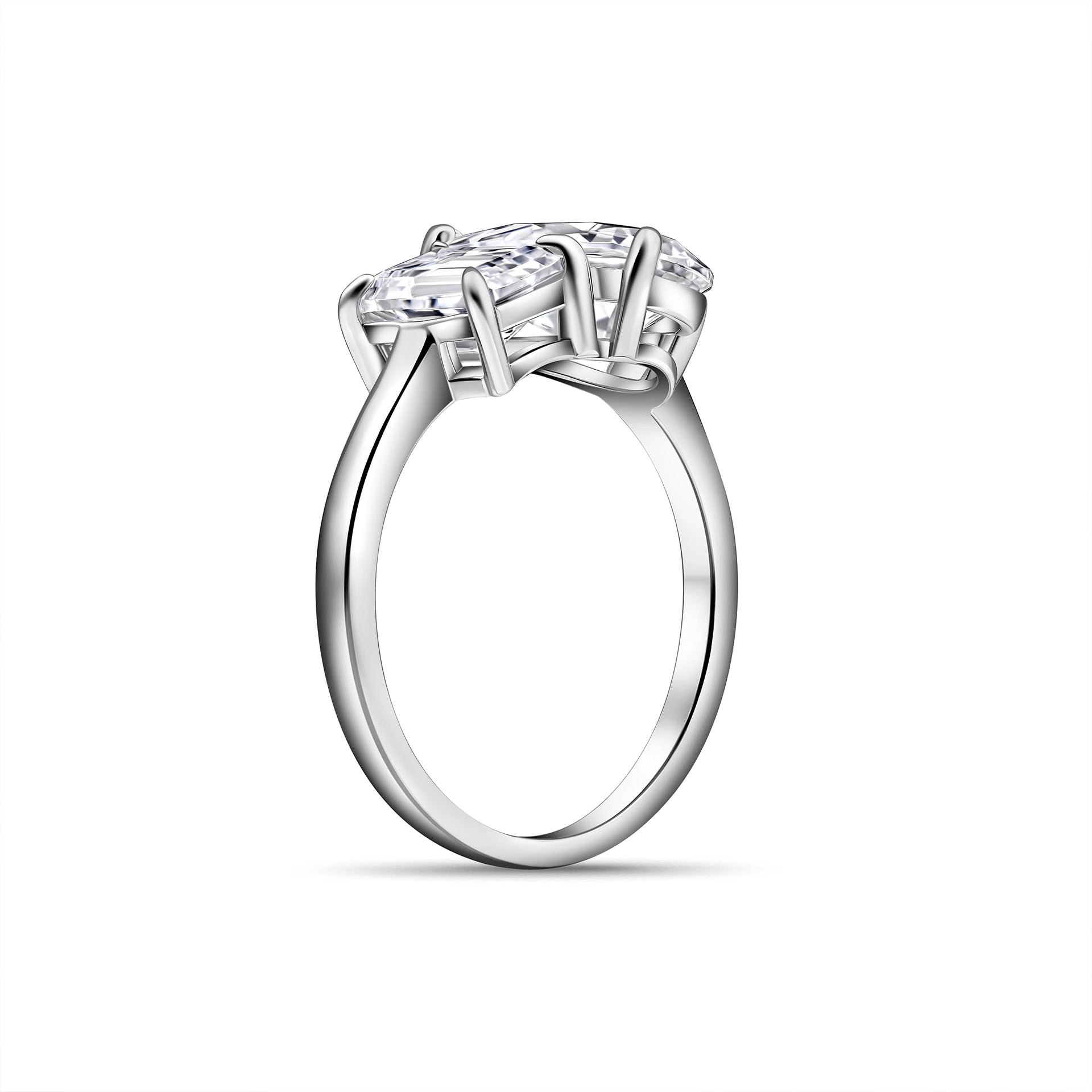 silver emerald and pear stone toi et moi engagement ring