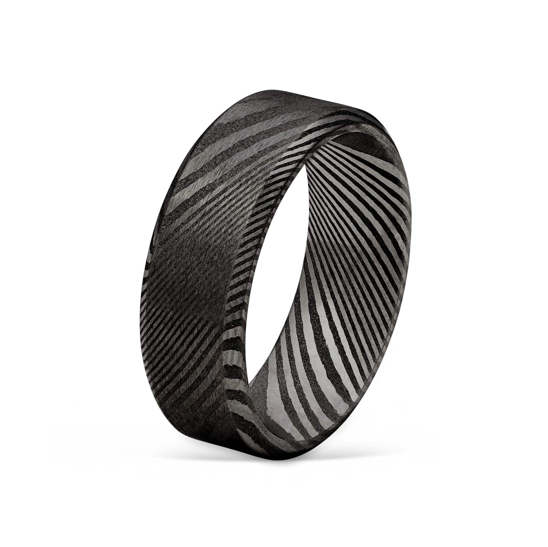 black mens maverick wedding band on white